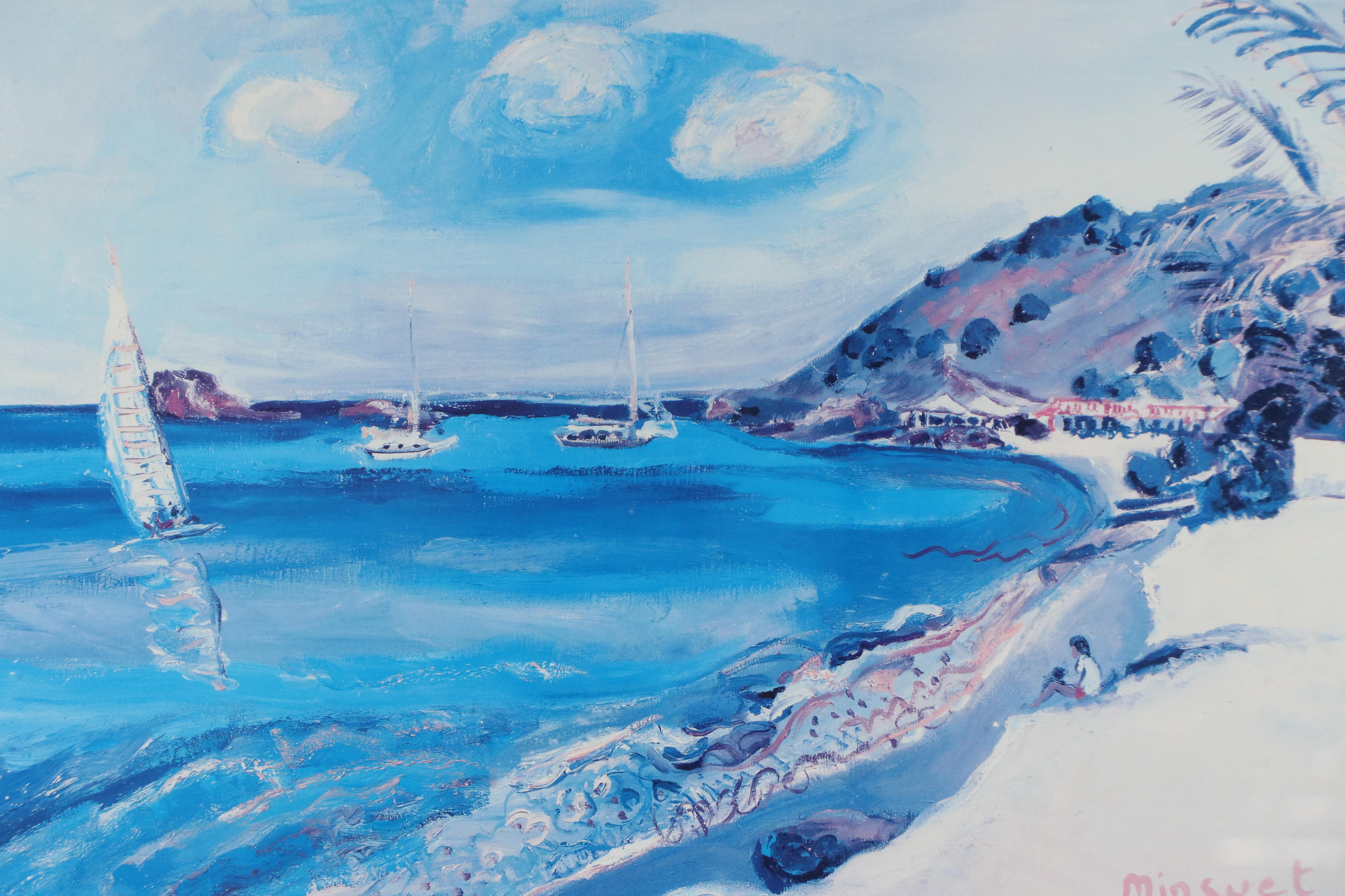 Alexandre Minguet Offset Lithograph "Plage de Grand-Case," 1990