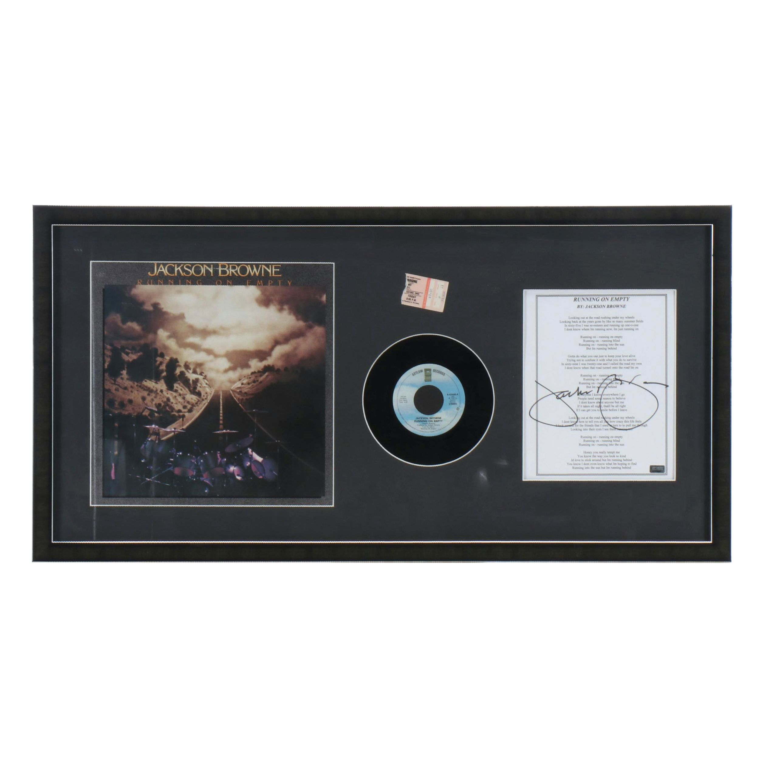 Jackson Browne Signed "Running on Empty" Lyrics with Records