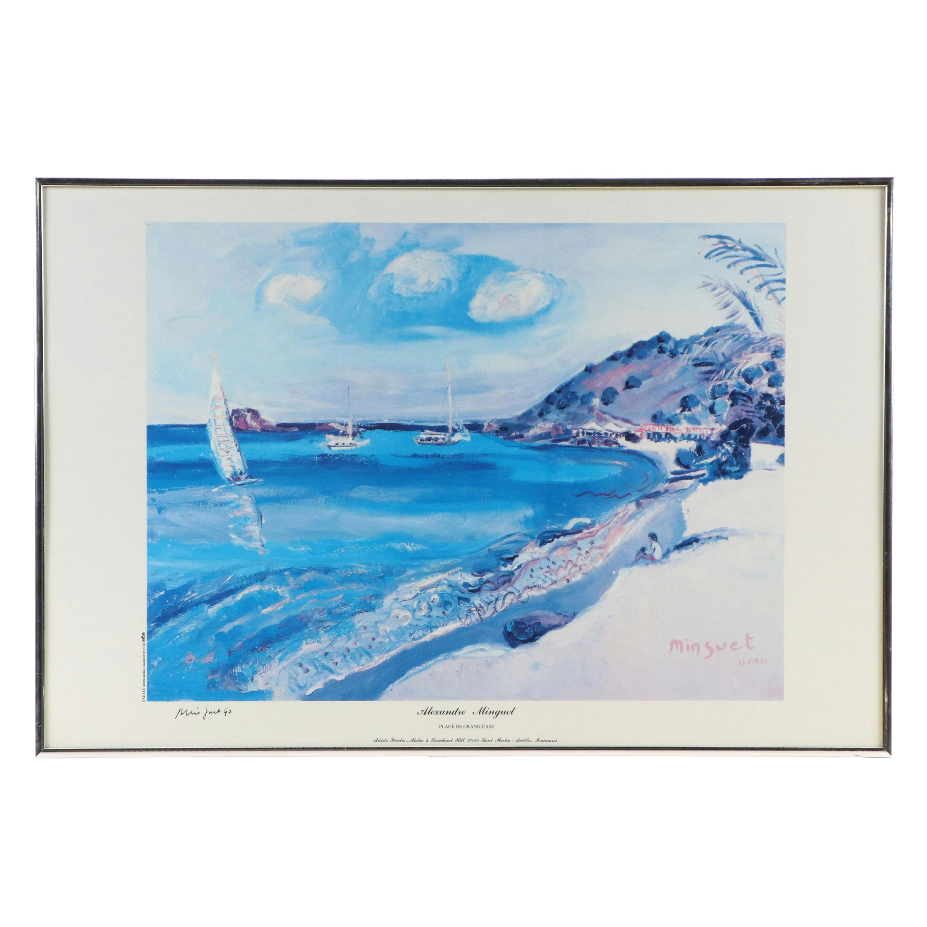 Alexandre Minguet Offset Lithograph "Plage de Grand-Case," 1990