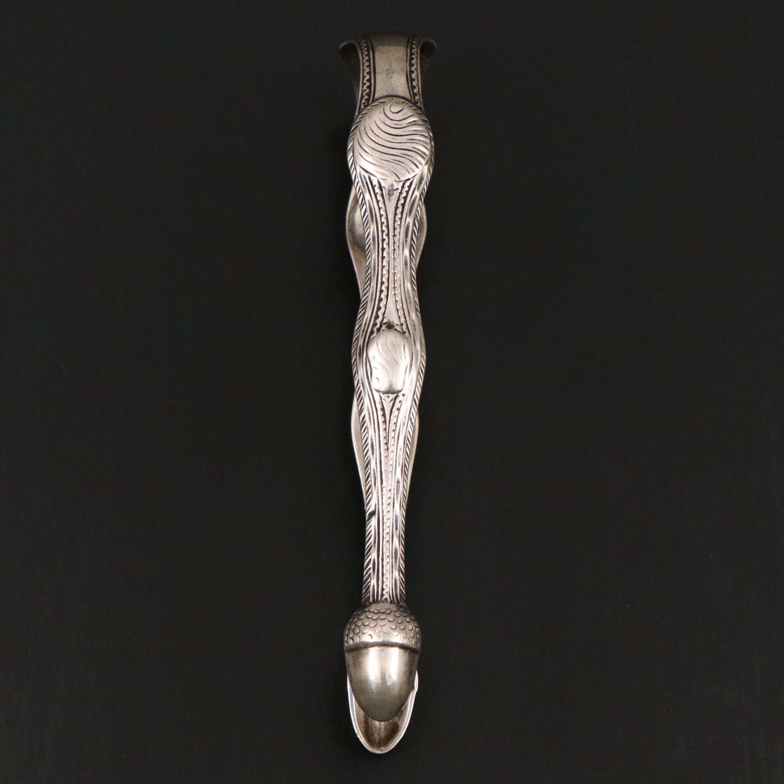 Antique Irish Sterling Silver Tongs, Mid-18th Century