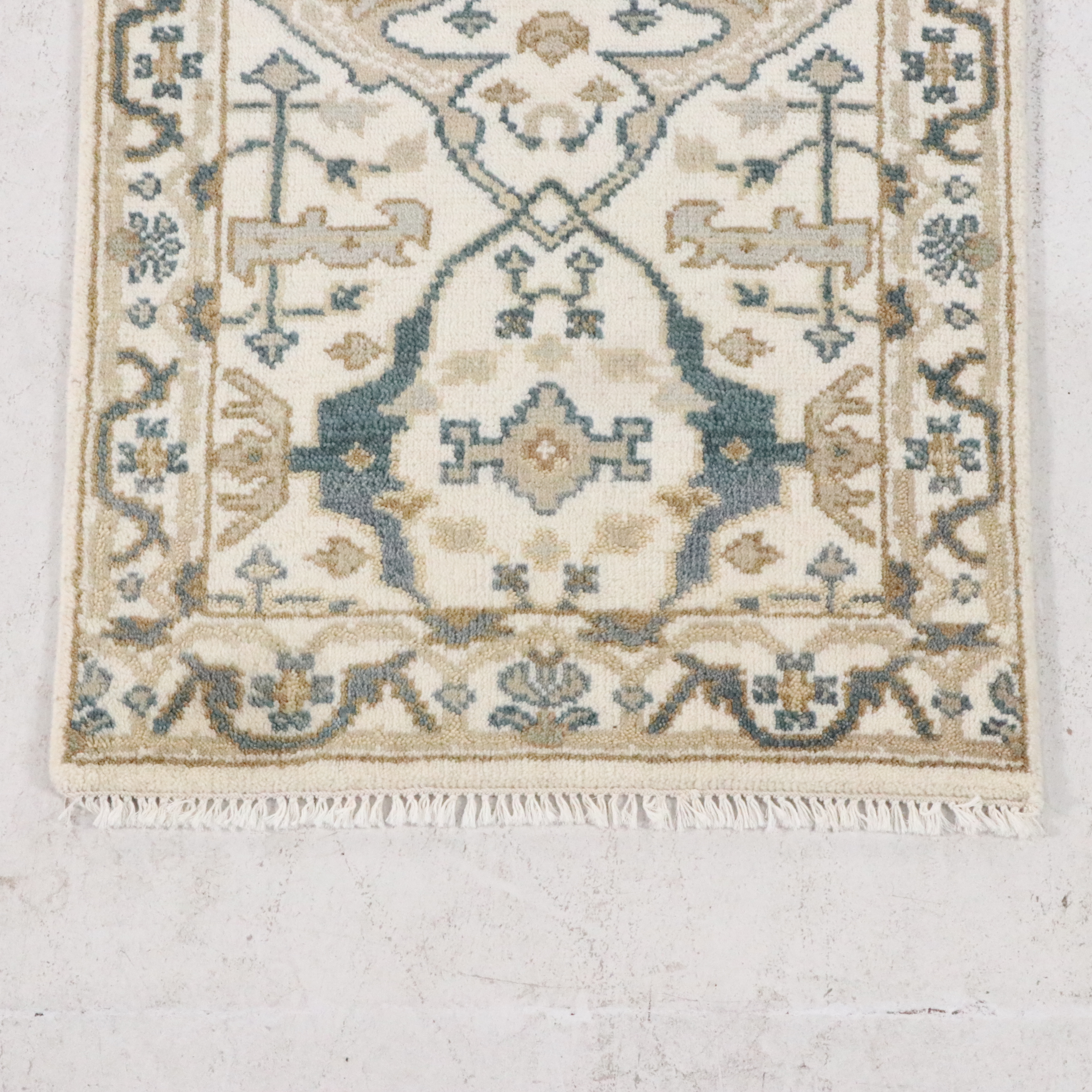 2'7 x 11'11 Hand-Knotted Indo-Turkish Oushak Carpet Runner