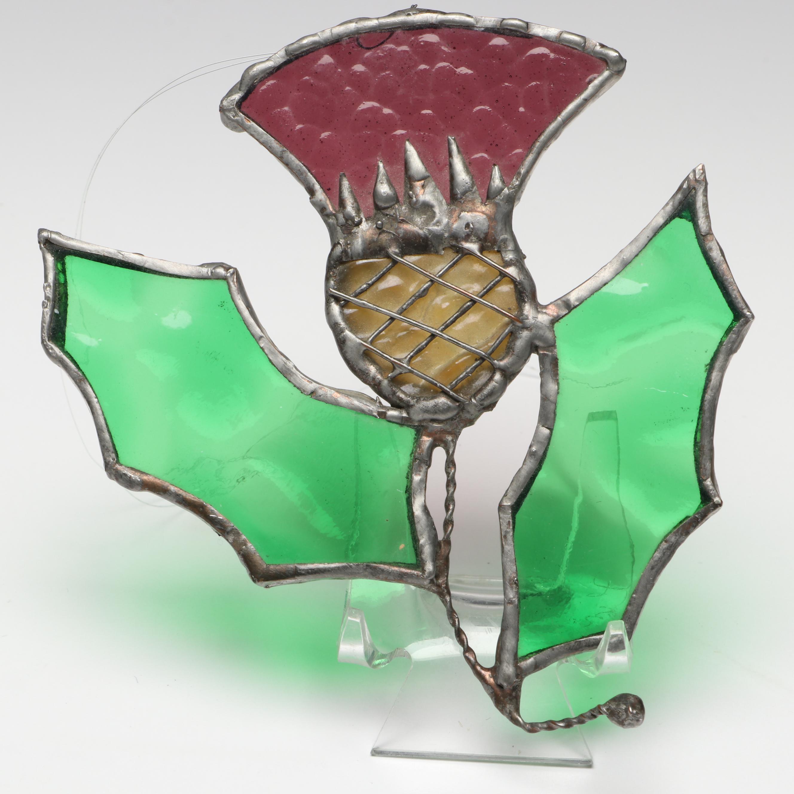 Hummingbird and Thistle Stained Glass Suncatchers