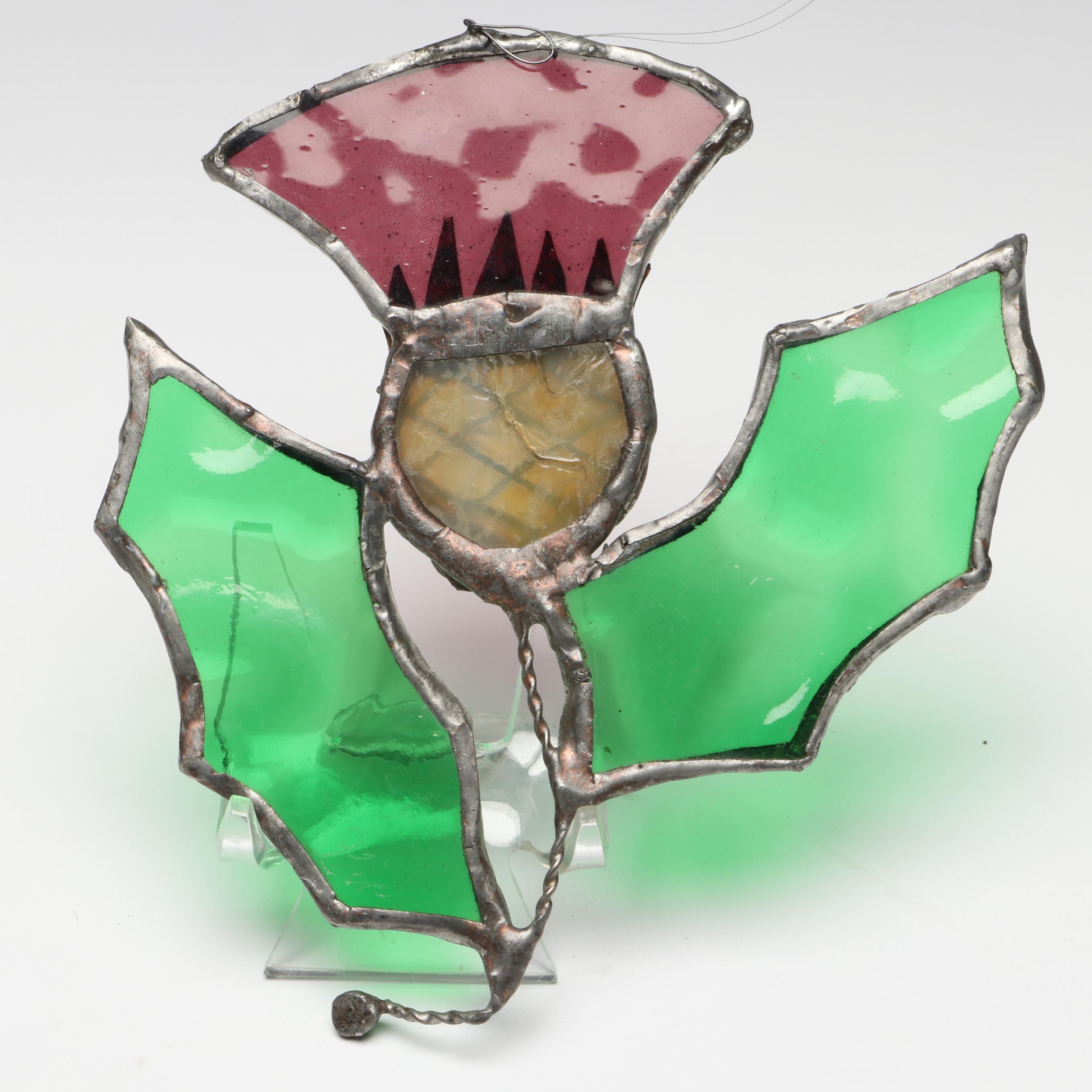 Hummingbird and Thistle Stained Glass Suncatchers