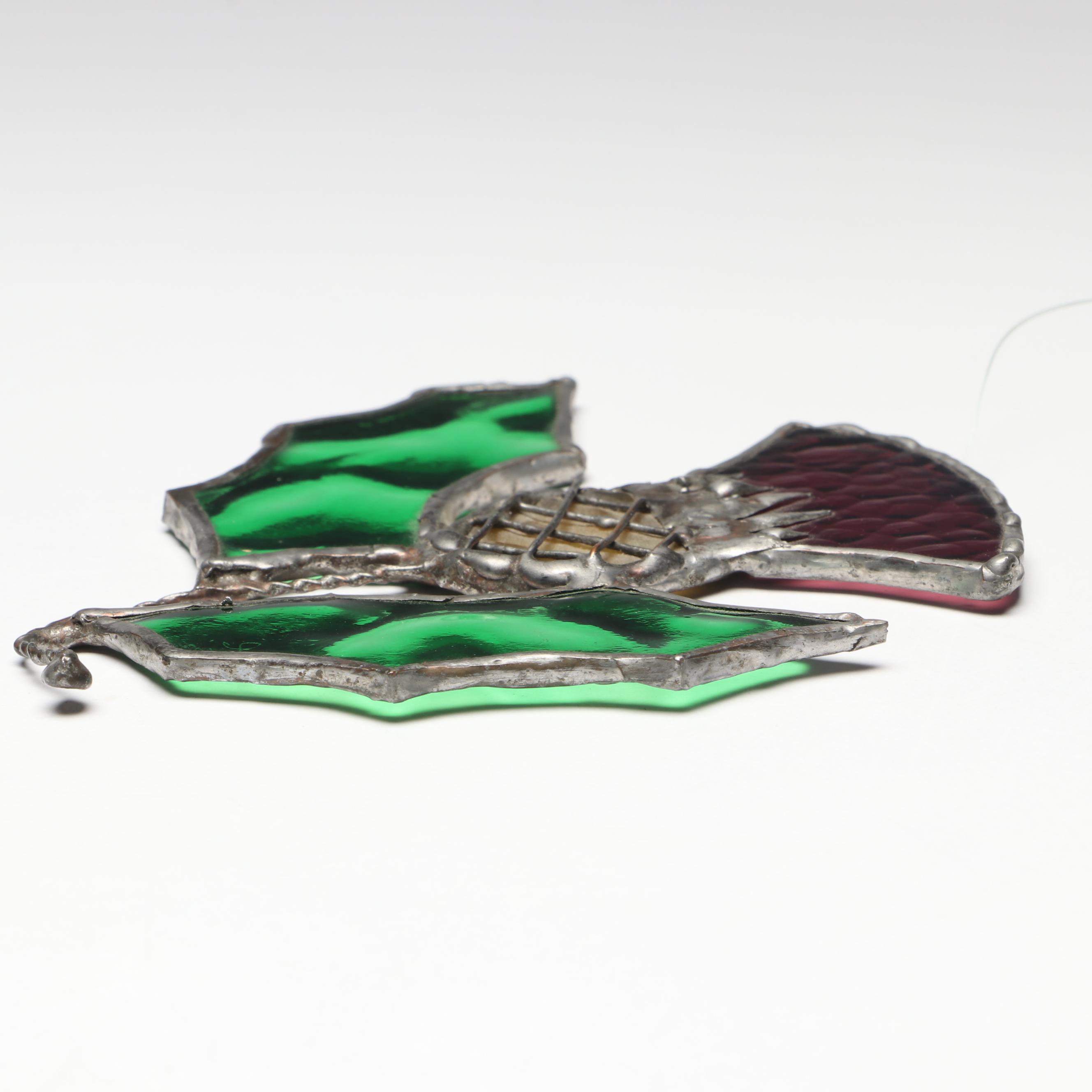 Hummingbird and Thistle Stained Glass Suncatchers