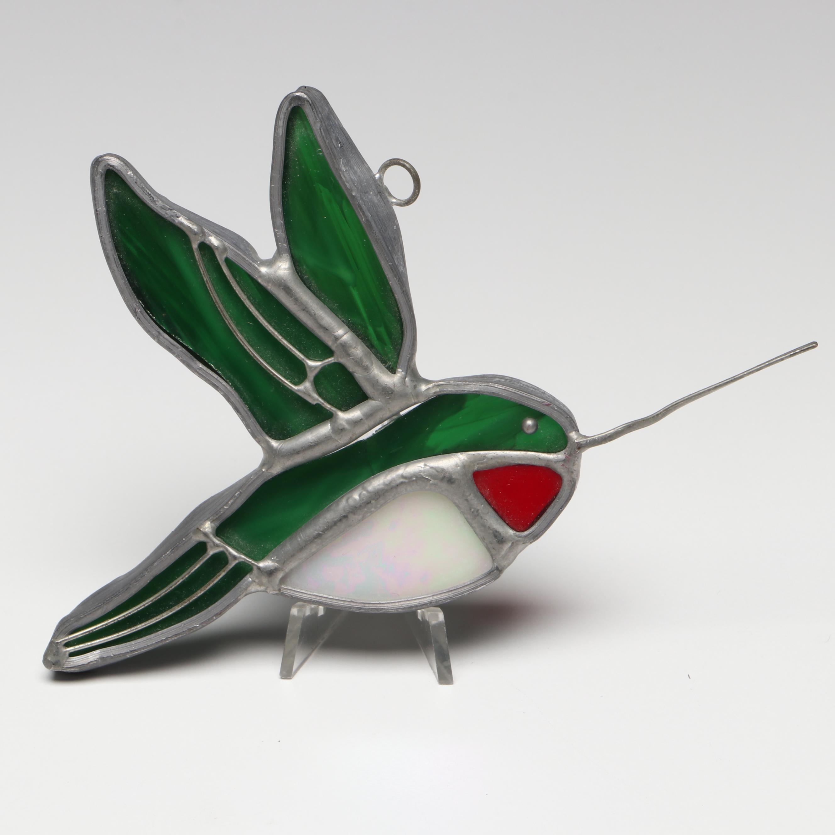Hummingbird and Thistle Stained Glass Suncatchers