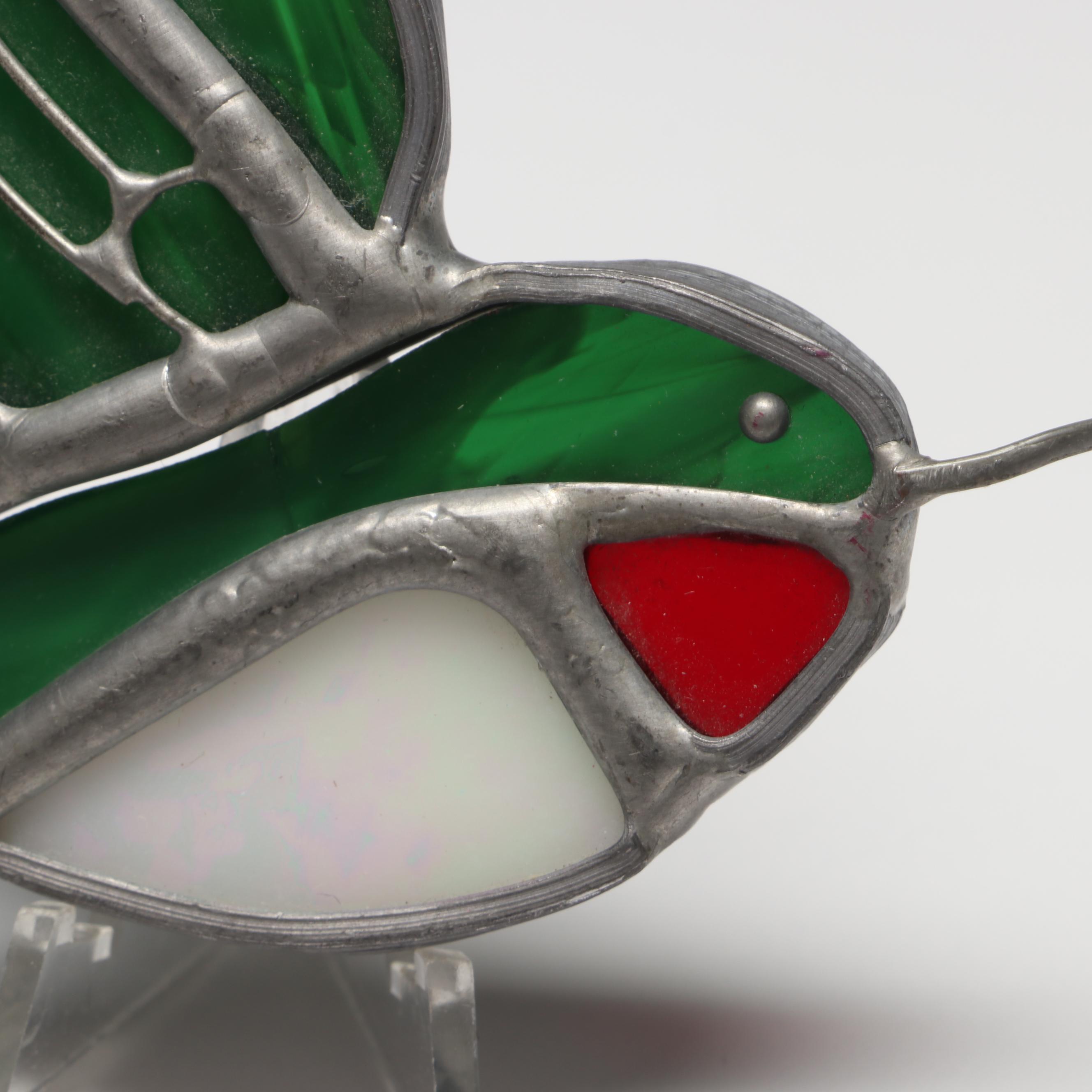 Hummingbird and Thistle Stained Glass Suncatchers