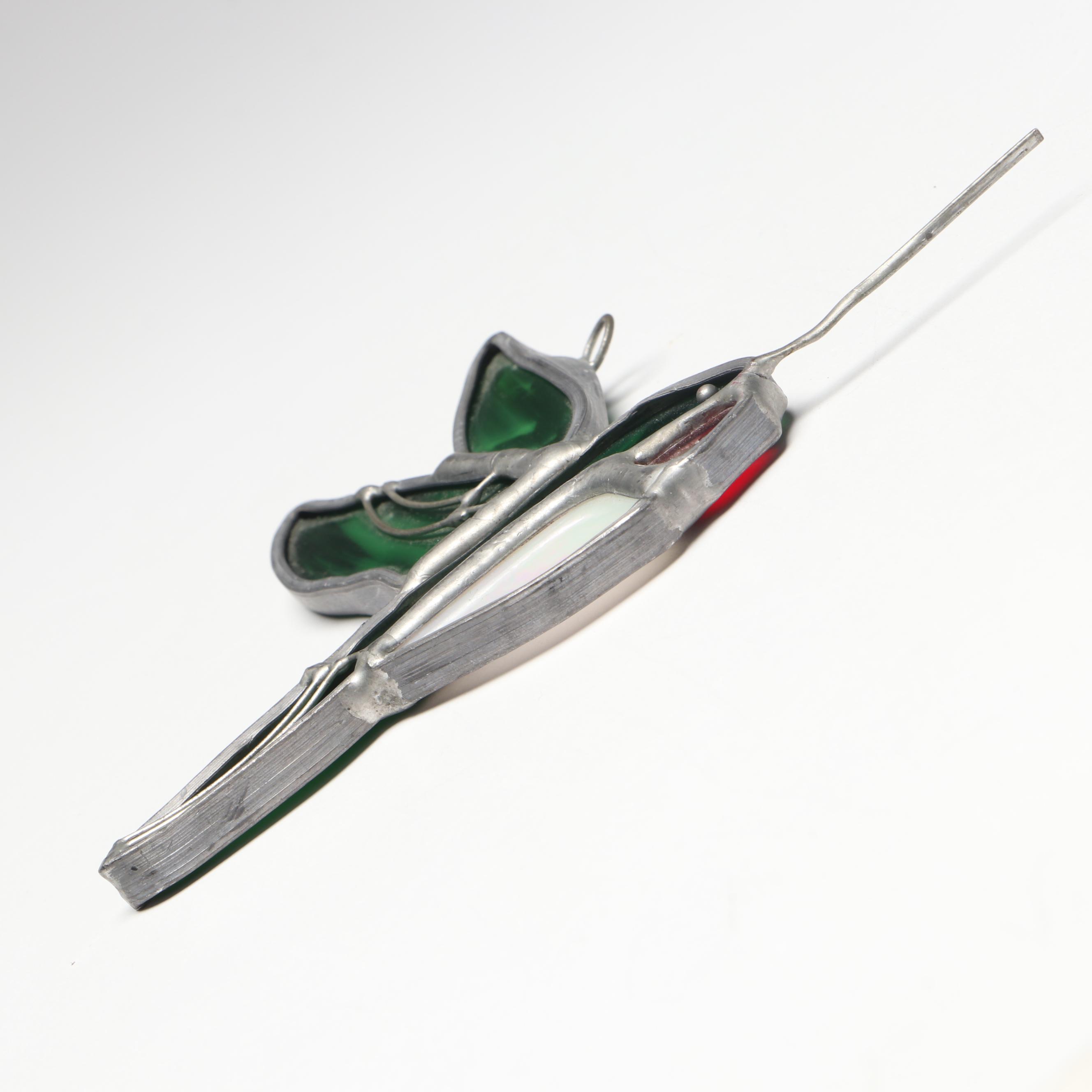 Hummingbird and Thistle Stained Glass Suncatchers