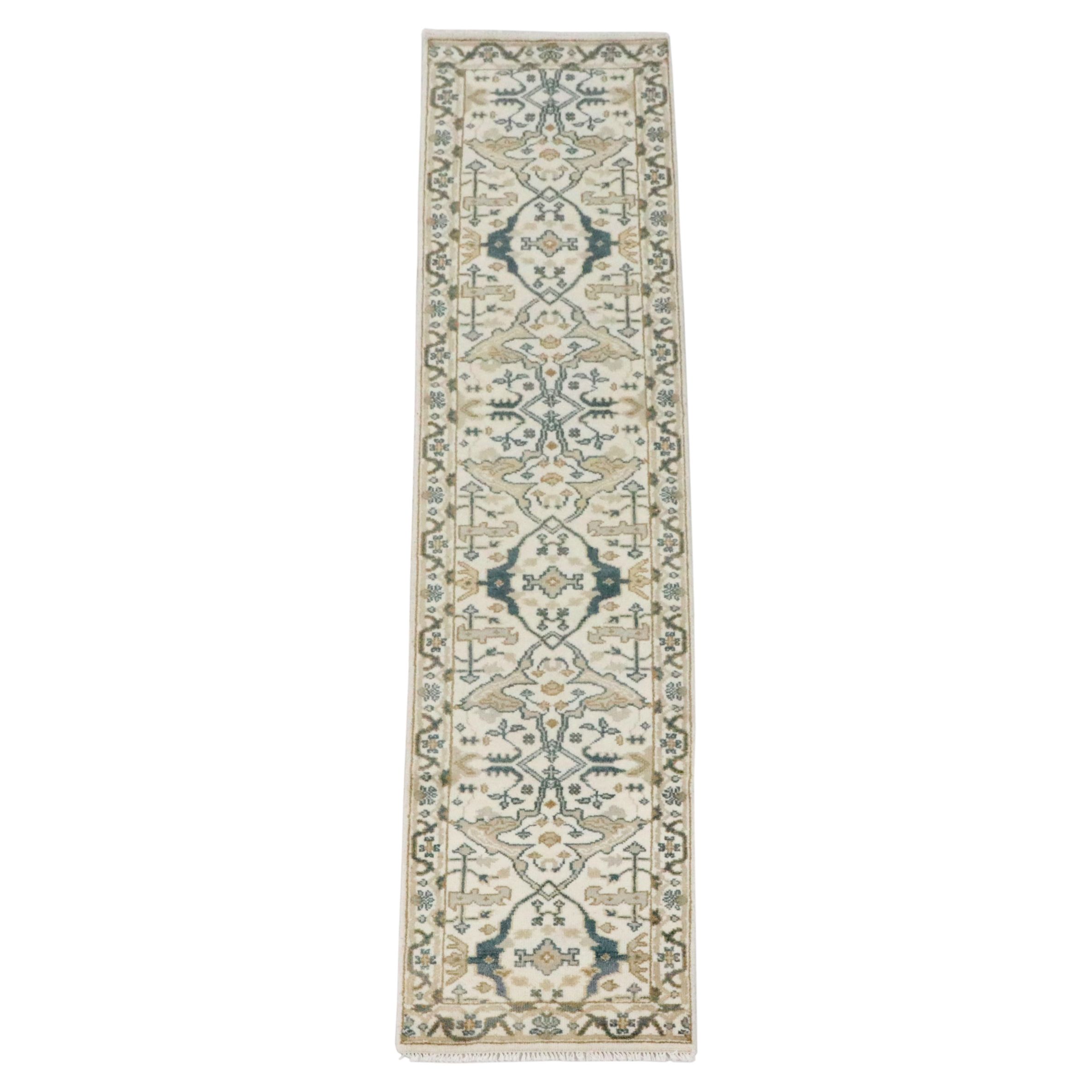 2'7 x 11'11 Hand-Knotted Indo-Turkish Oushak Carpet Runner