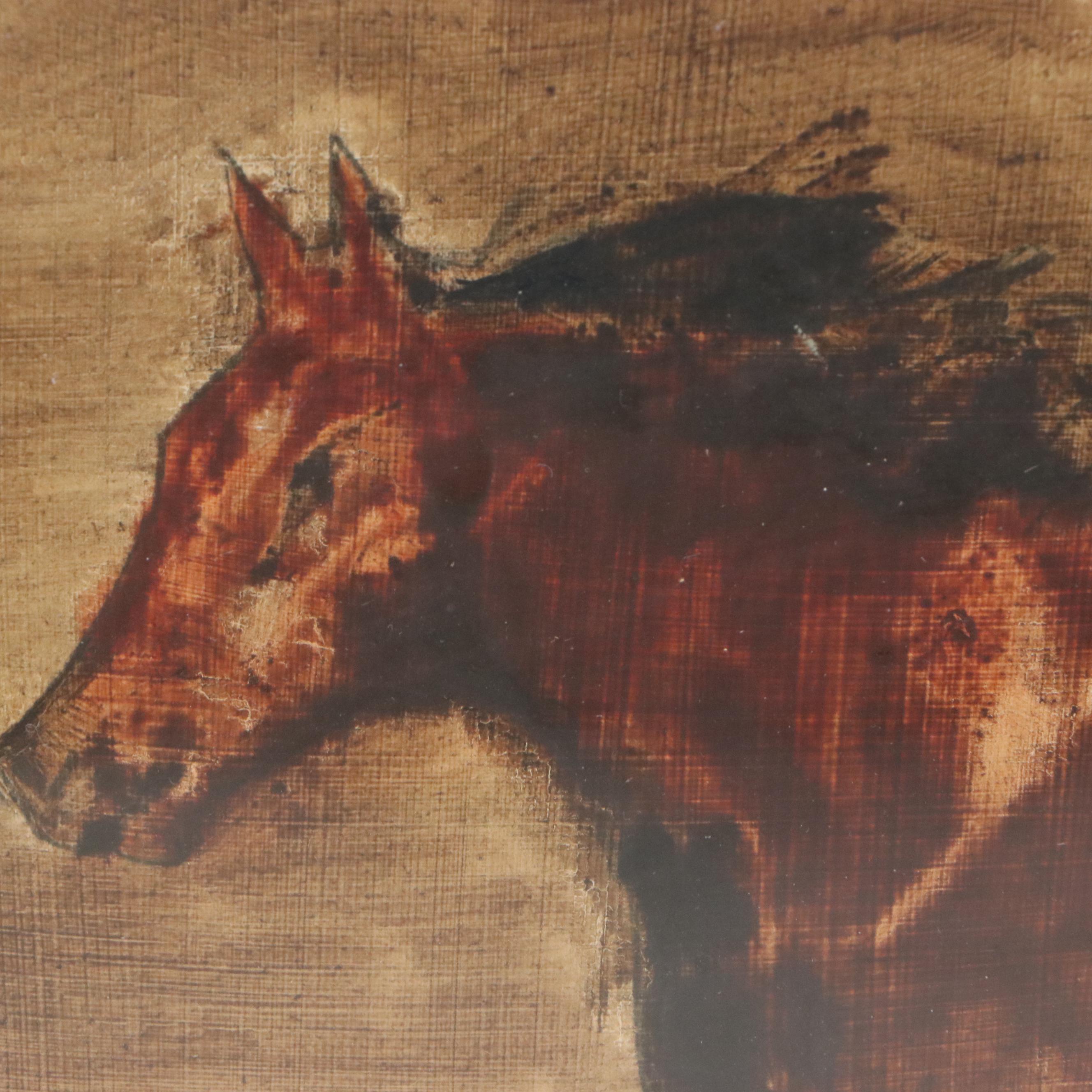 Watercolor Painting of Stampeding Horses, 20th Century