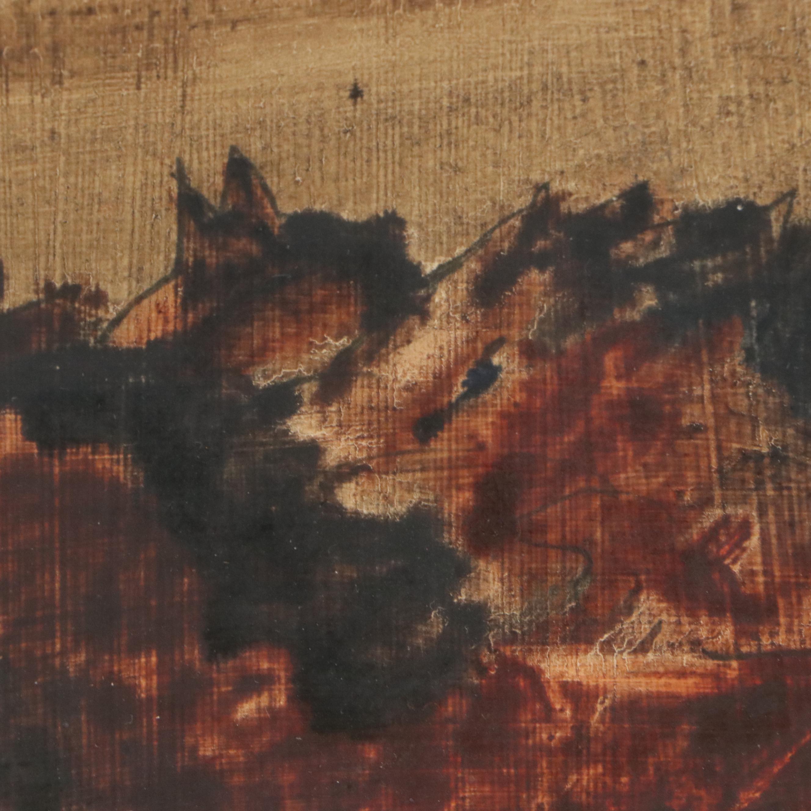 Watercolor Painting of Stampeding Horses, 20th Century