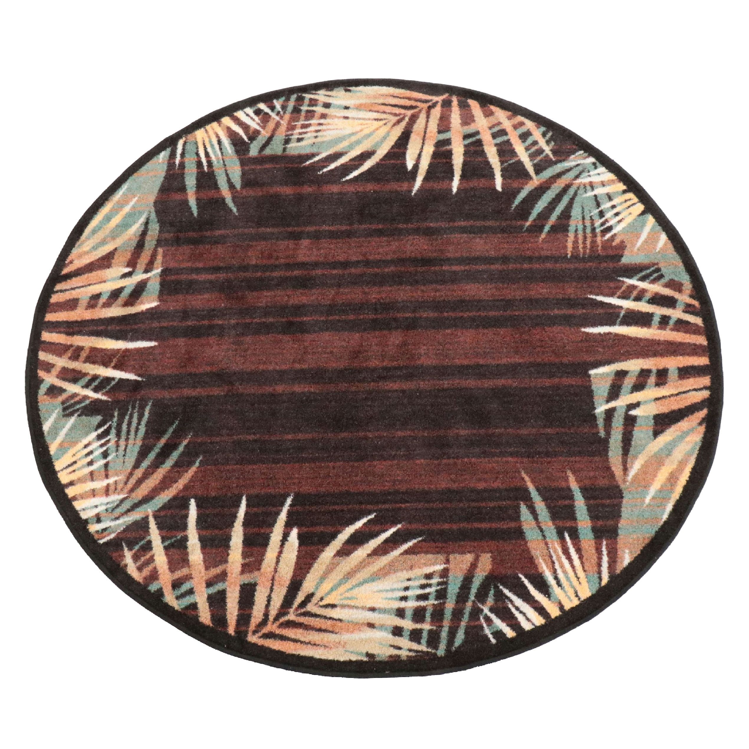 7'8 Round Machine Made Milliken "Palm" Area Rug