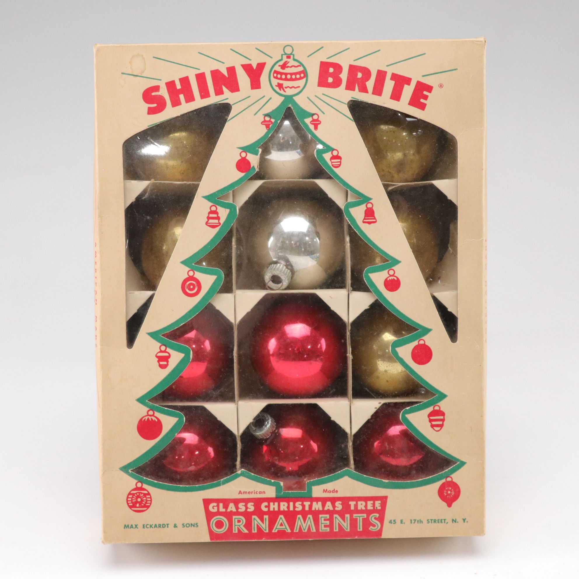 Shiny Brite Glass in Collection of Christmas Tree Ornaments, Mid-20th C.