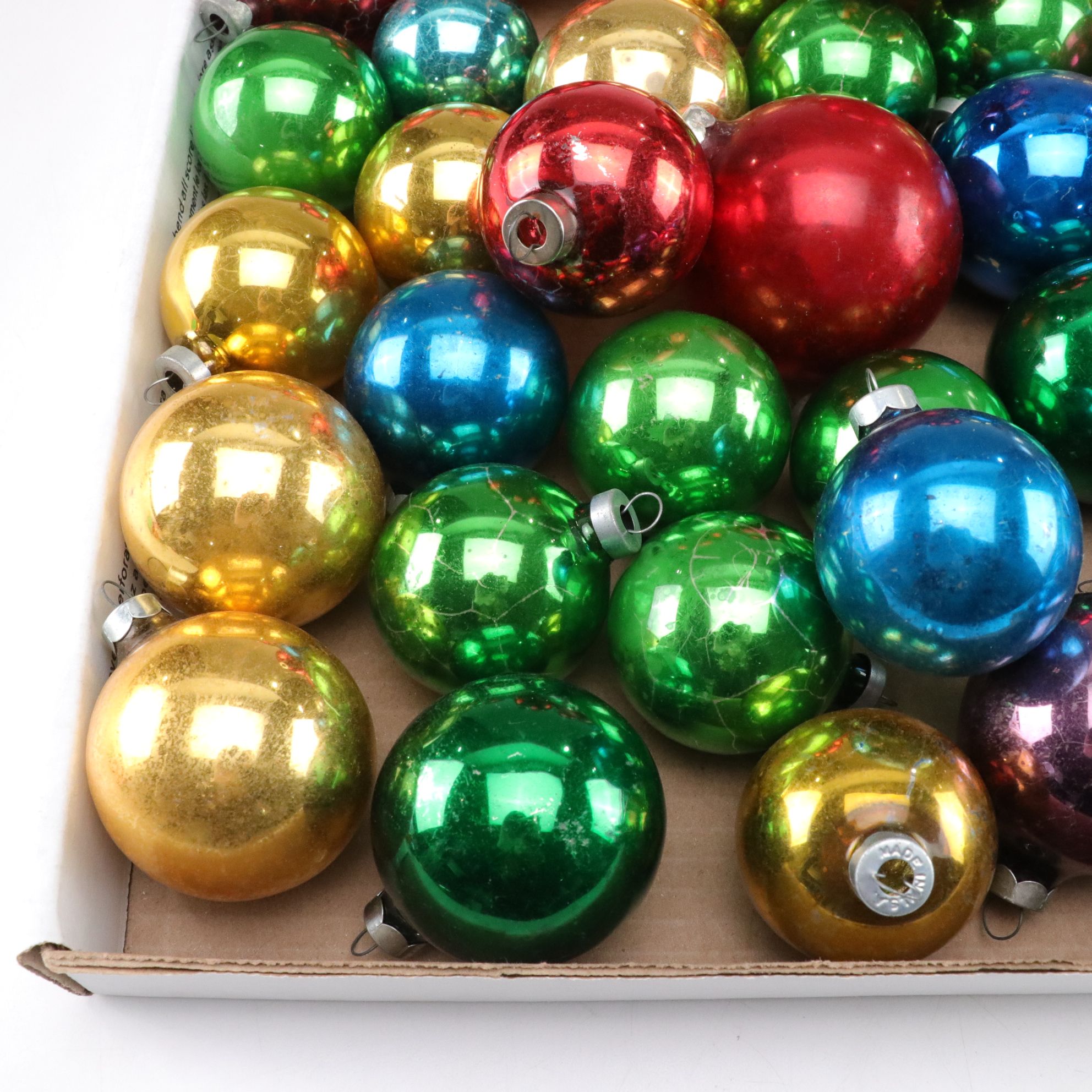 Shiny Brite Glass in Collection of Christmas Tree Ornaments, Mid-20th C.