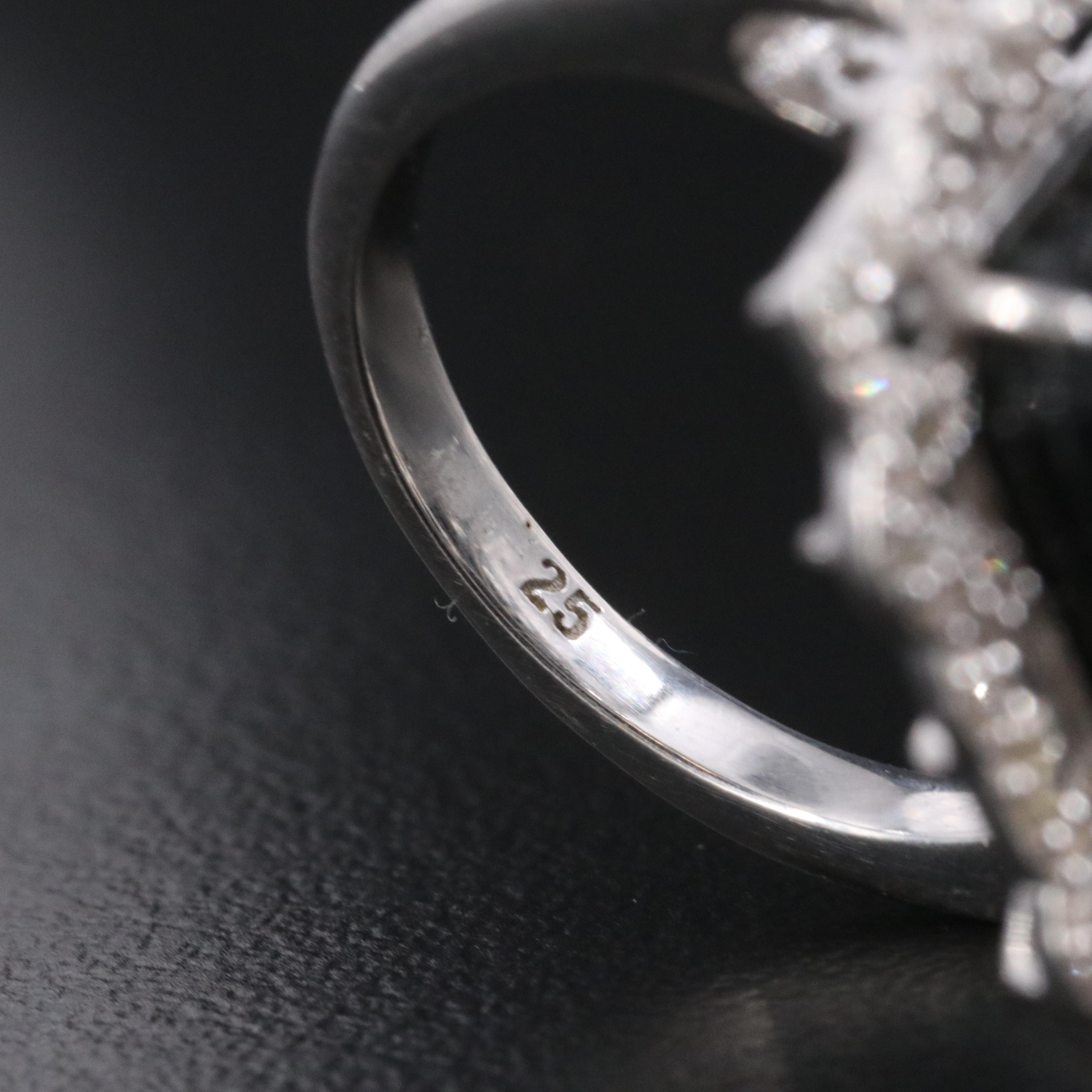 Sterling Emerald, Black Spinel and Diamond Ring