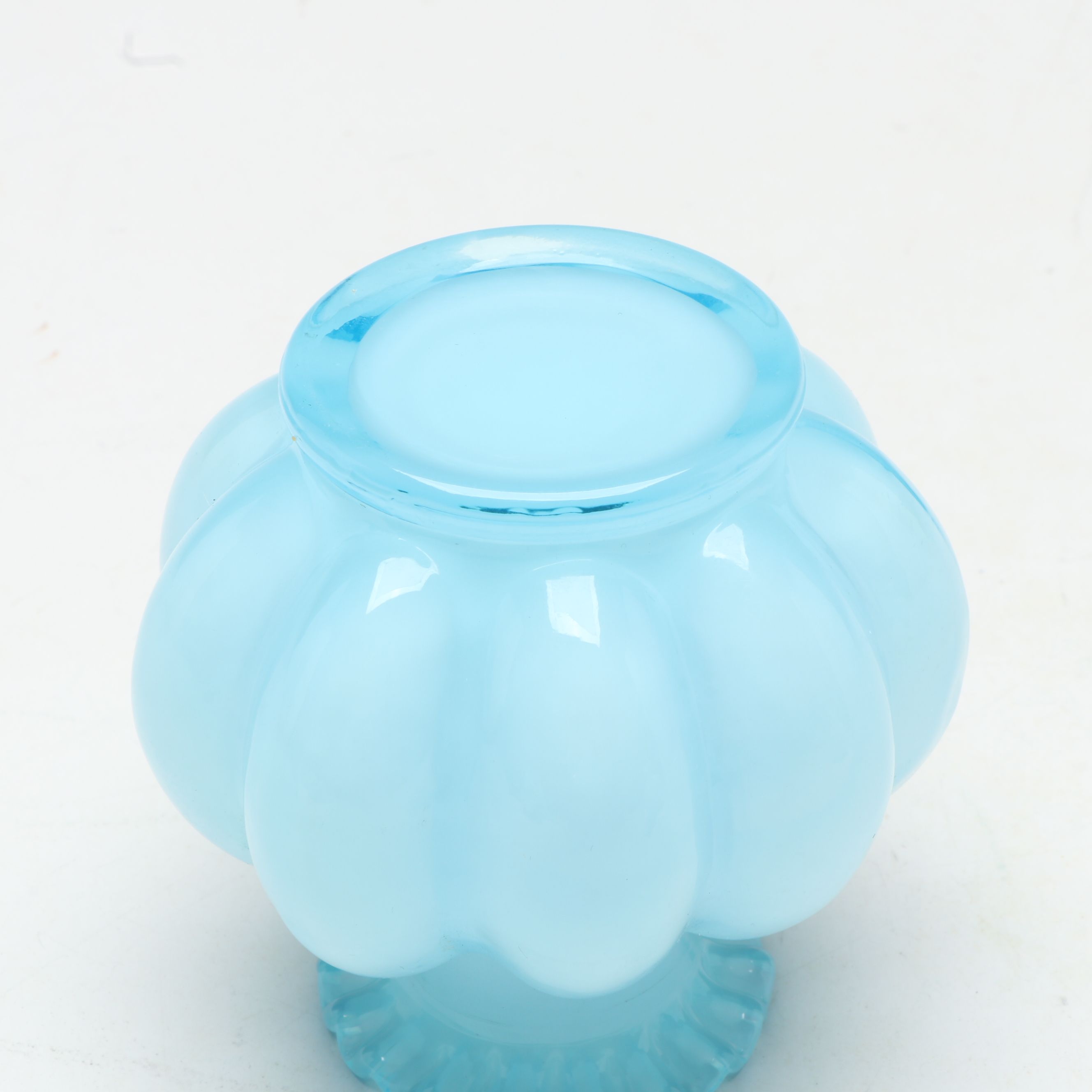 Fenton Ruffled Opalescent Glass Perfume Bottle Vases, Mid-20th Century