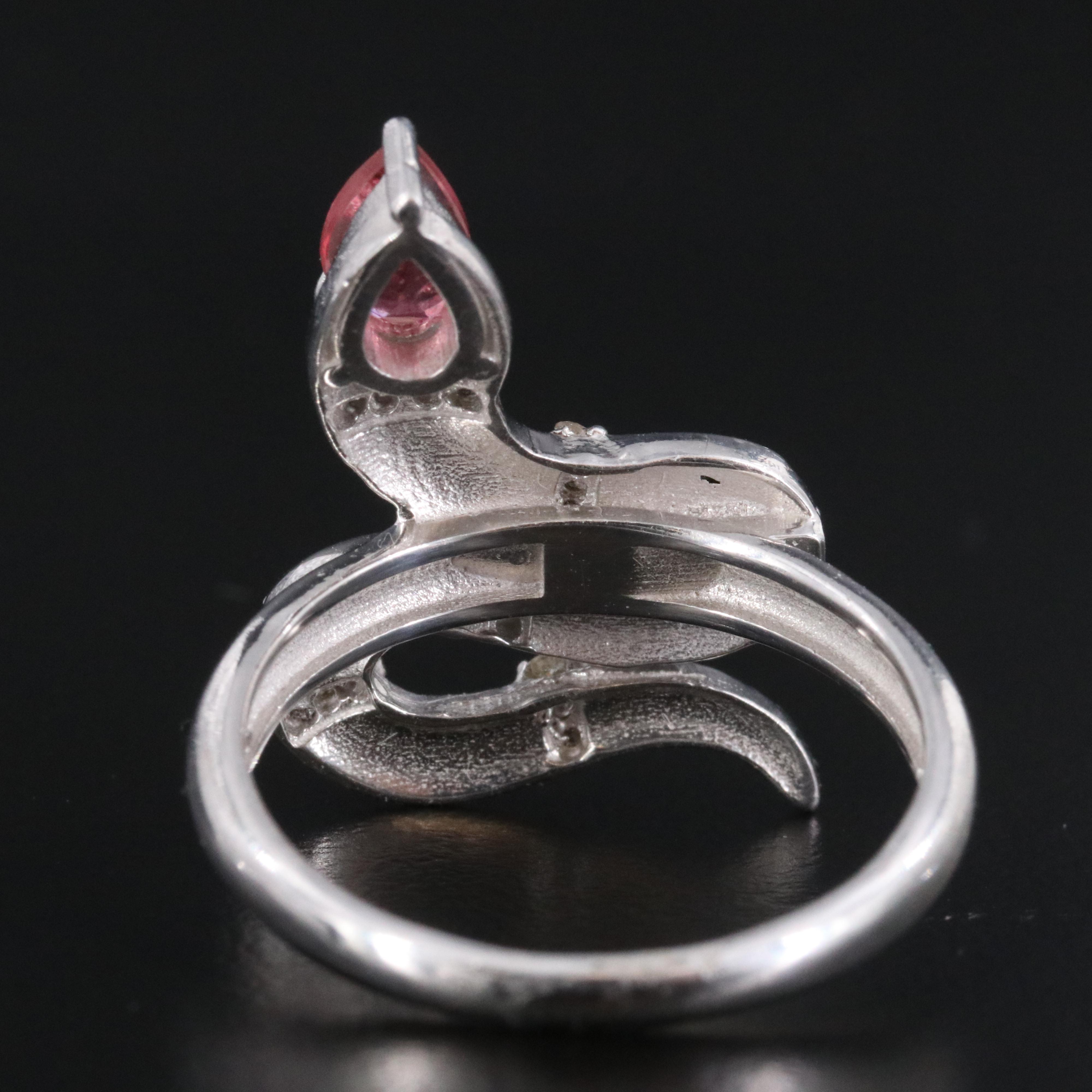 Sterling Tourmaline, Diamond and Enamel Snake Ring
