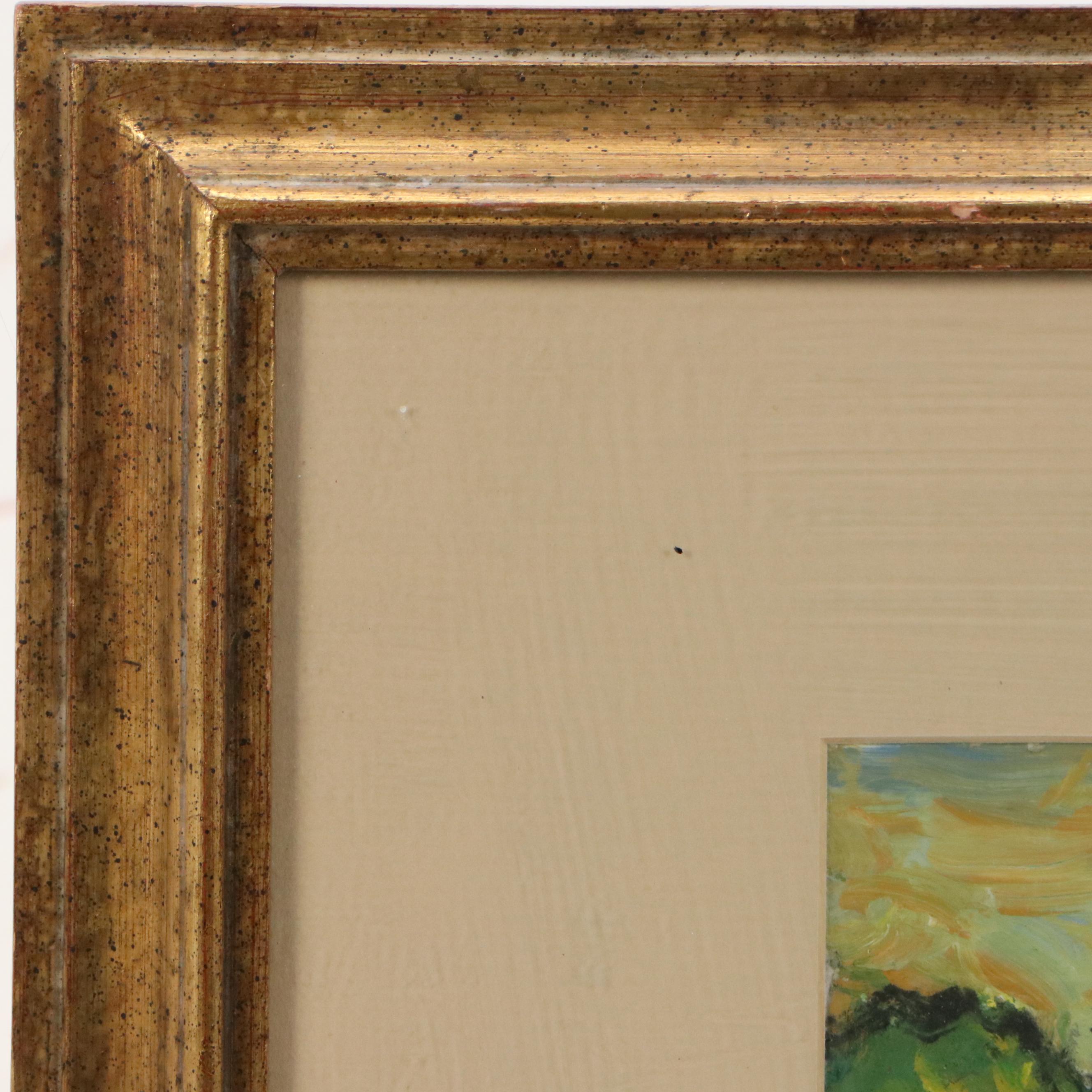 Ann Herrod Acrylic Painting of Landscape with Residence, Late 20th Century