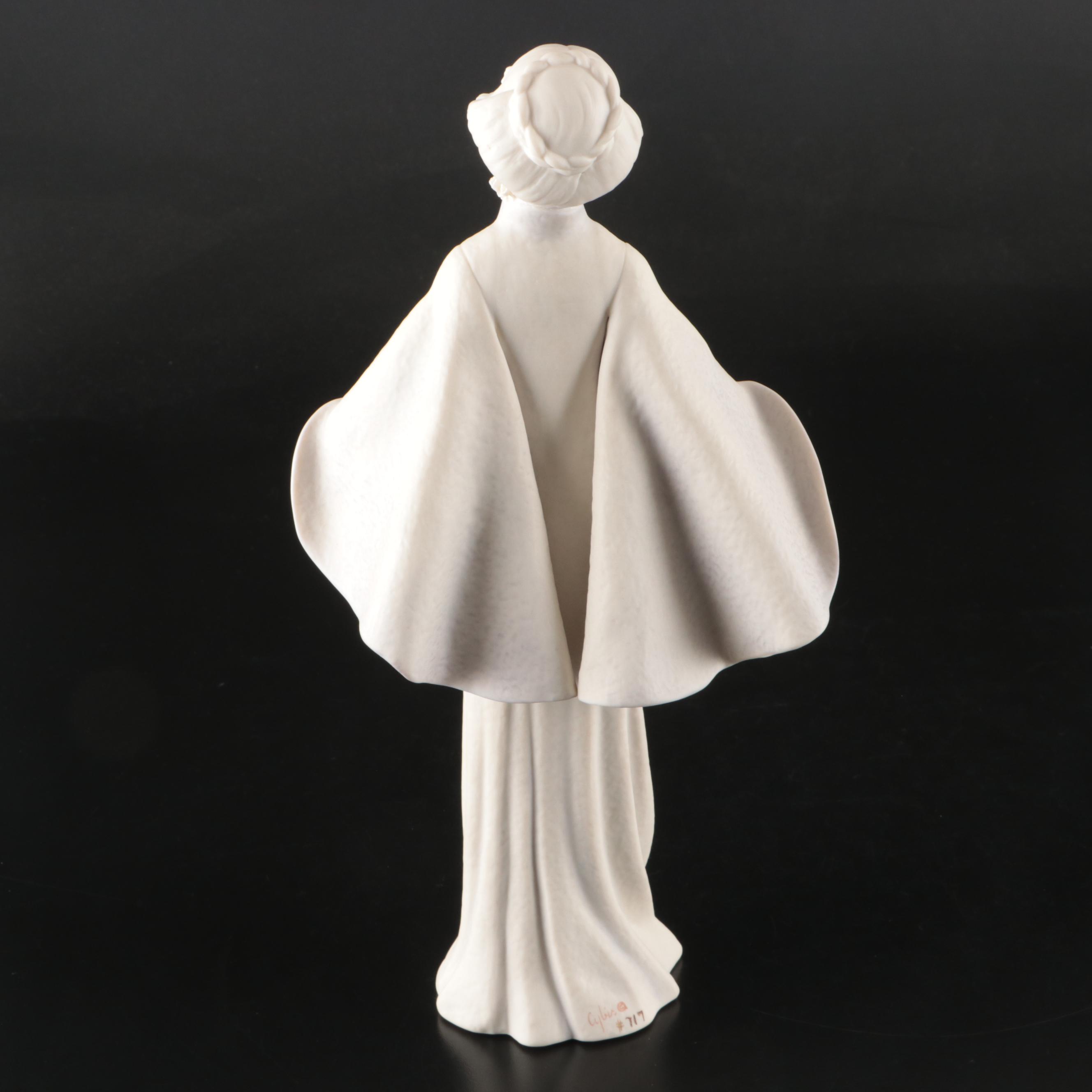 Cybis "Portia" Bisque Porcelain Figure in Glass Display Case