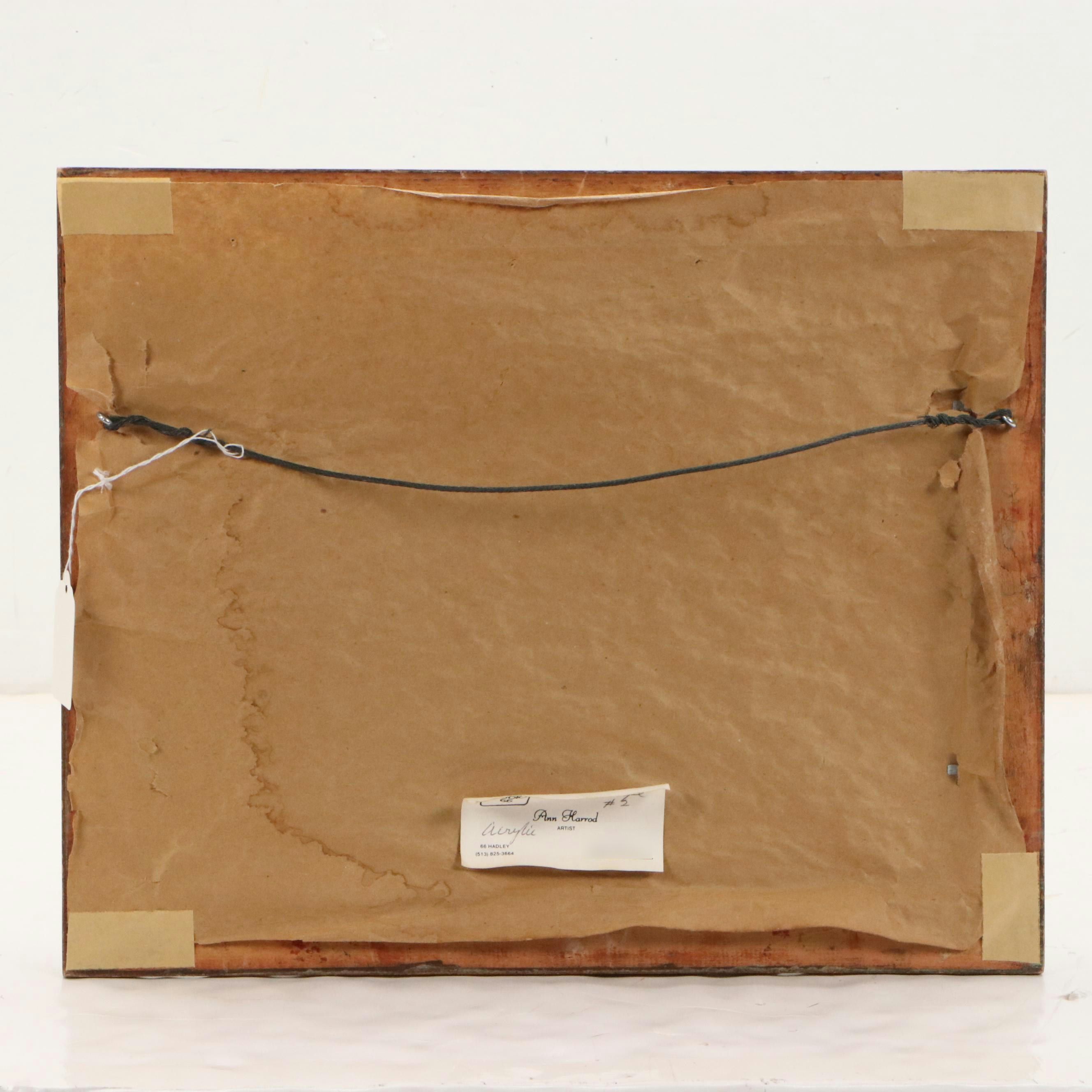 Ann Herrod Acrylic Painting of Landscape with Residence, Late 20th Century