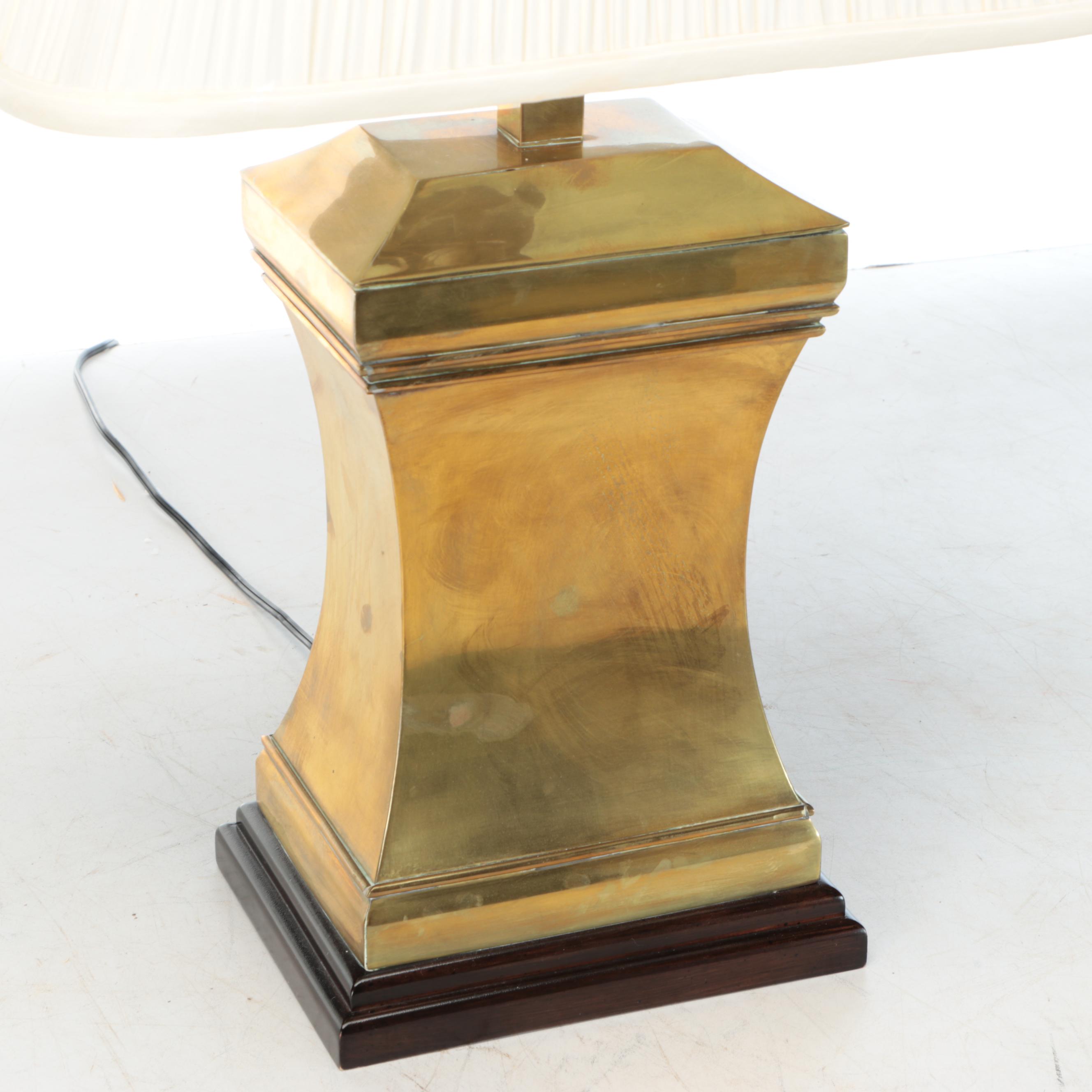 Wildwood Lamps Brass Canister Style Lamp with Shirred Fabric Shade