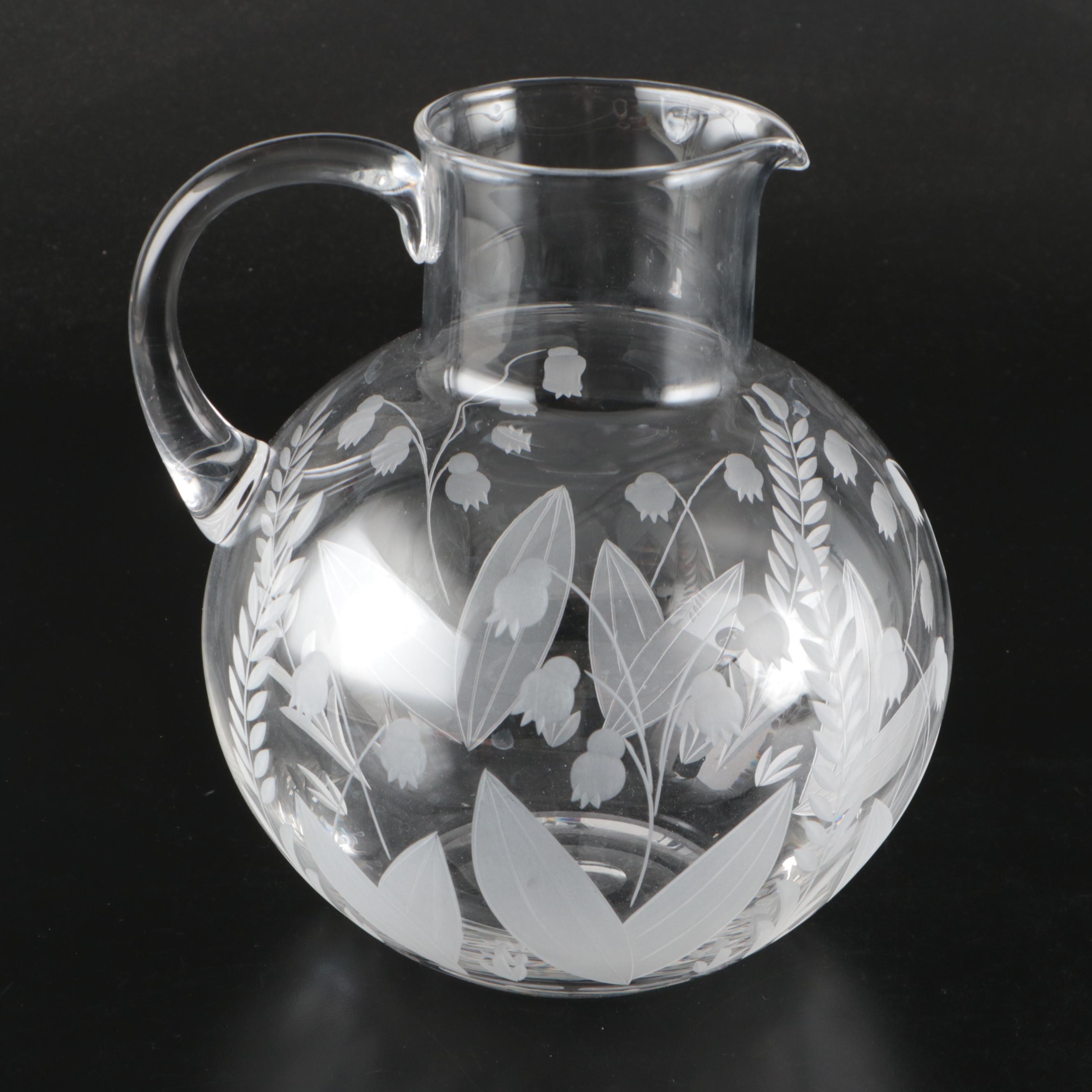 Tiffany & Co. "Lily of the Valley" Etched Glass Pitcher, 1992–2018