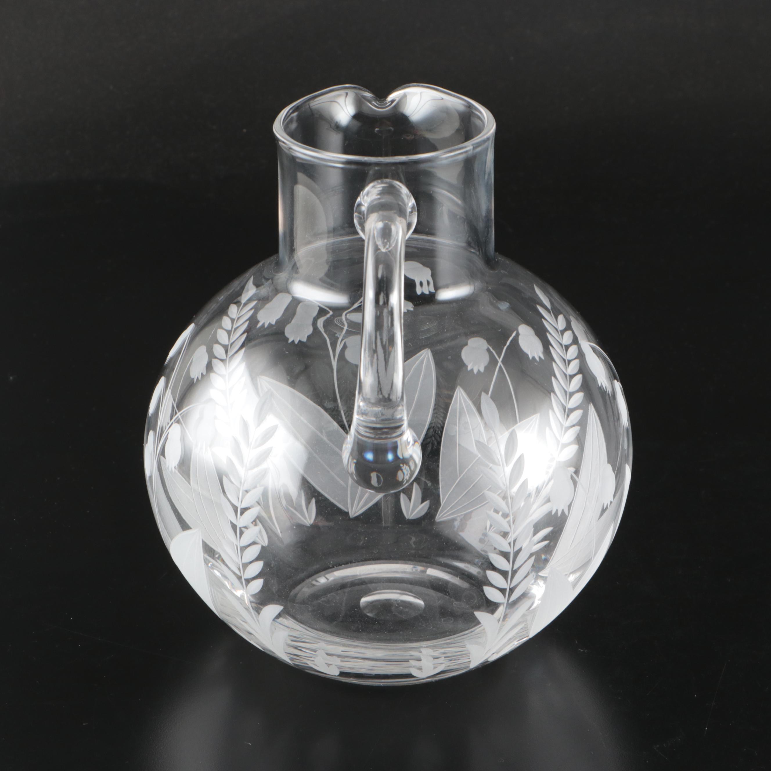 Tiffany & Co. "Lily of the Valley" Etched Glass Pitcher, 1992–2018