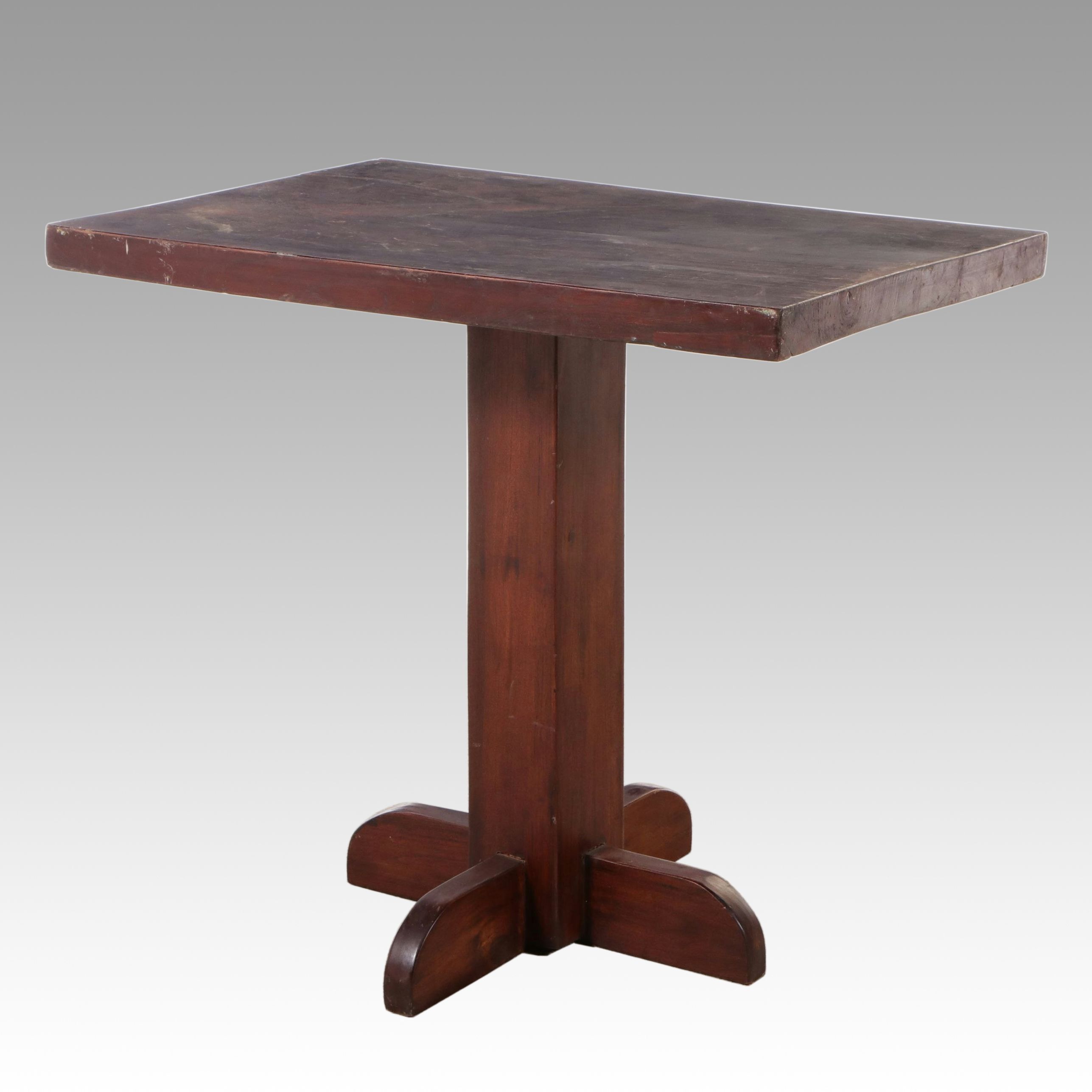 Walnut Finish Wooden Pedestal Dining Table