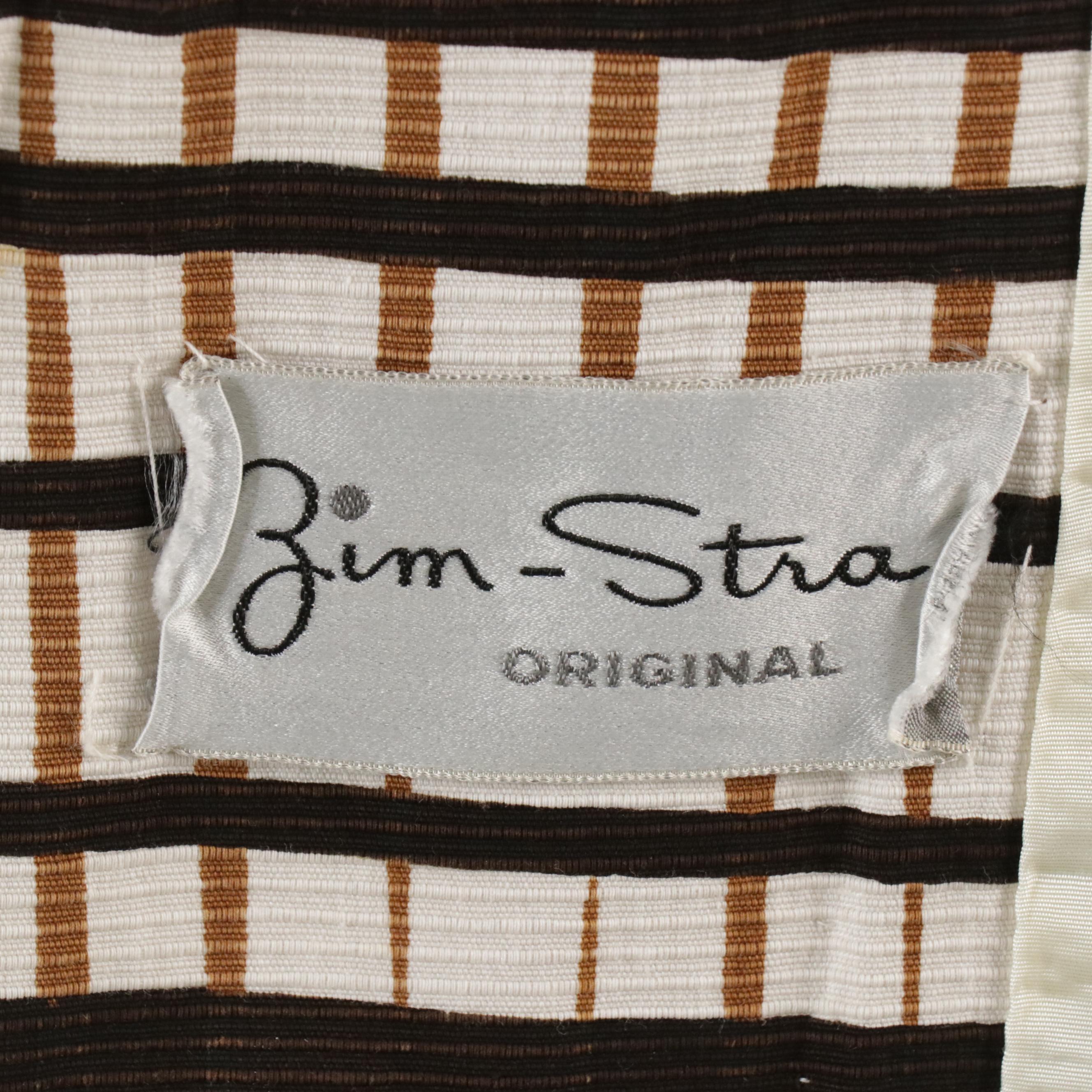 Zim-Stra Bold Stripe Print Button-Front Coat with Three-Quarter Sleeves, 1960s