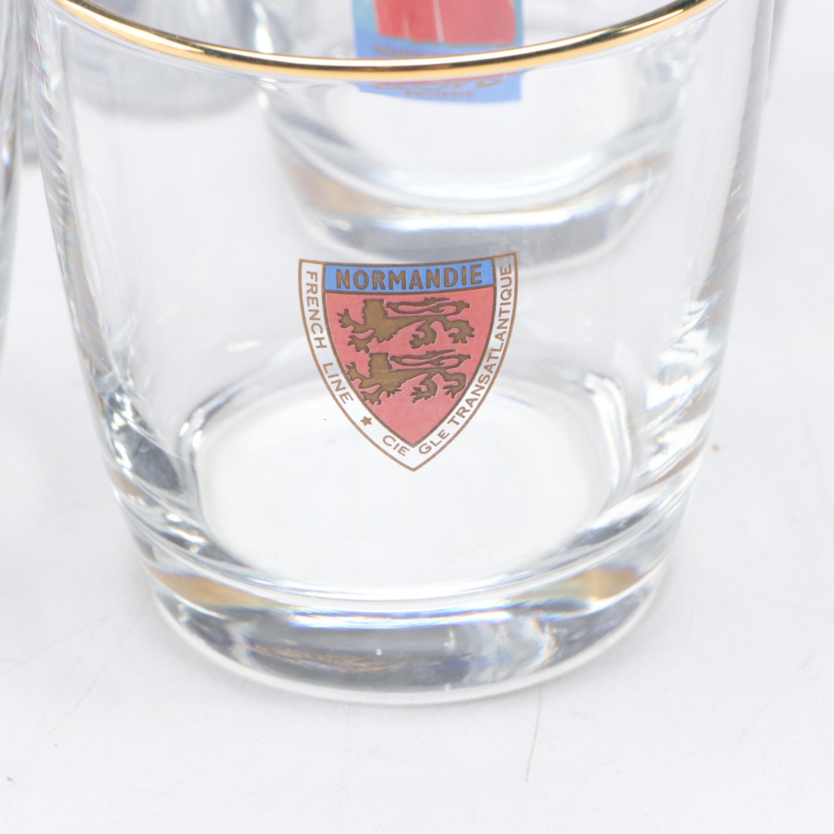S.S. United States Decanter with Other Ocean Liner Old Fashioned Glasses