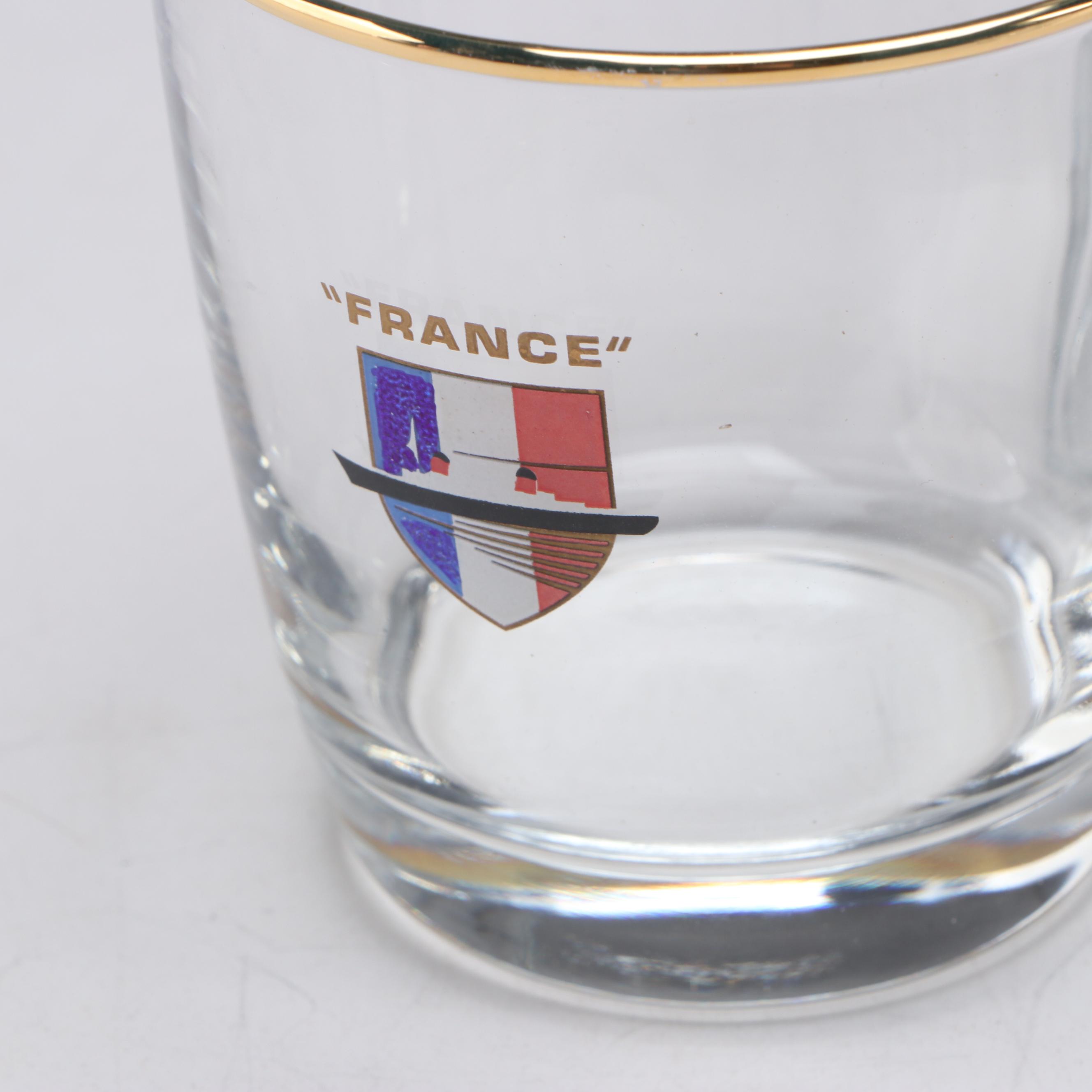 S.S. United States Decanter with Other Ocean Liner Old Fashioned Glasses