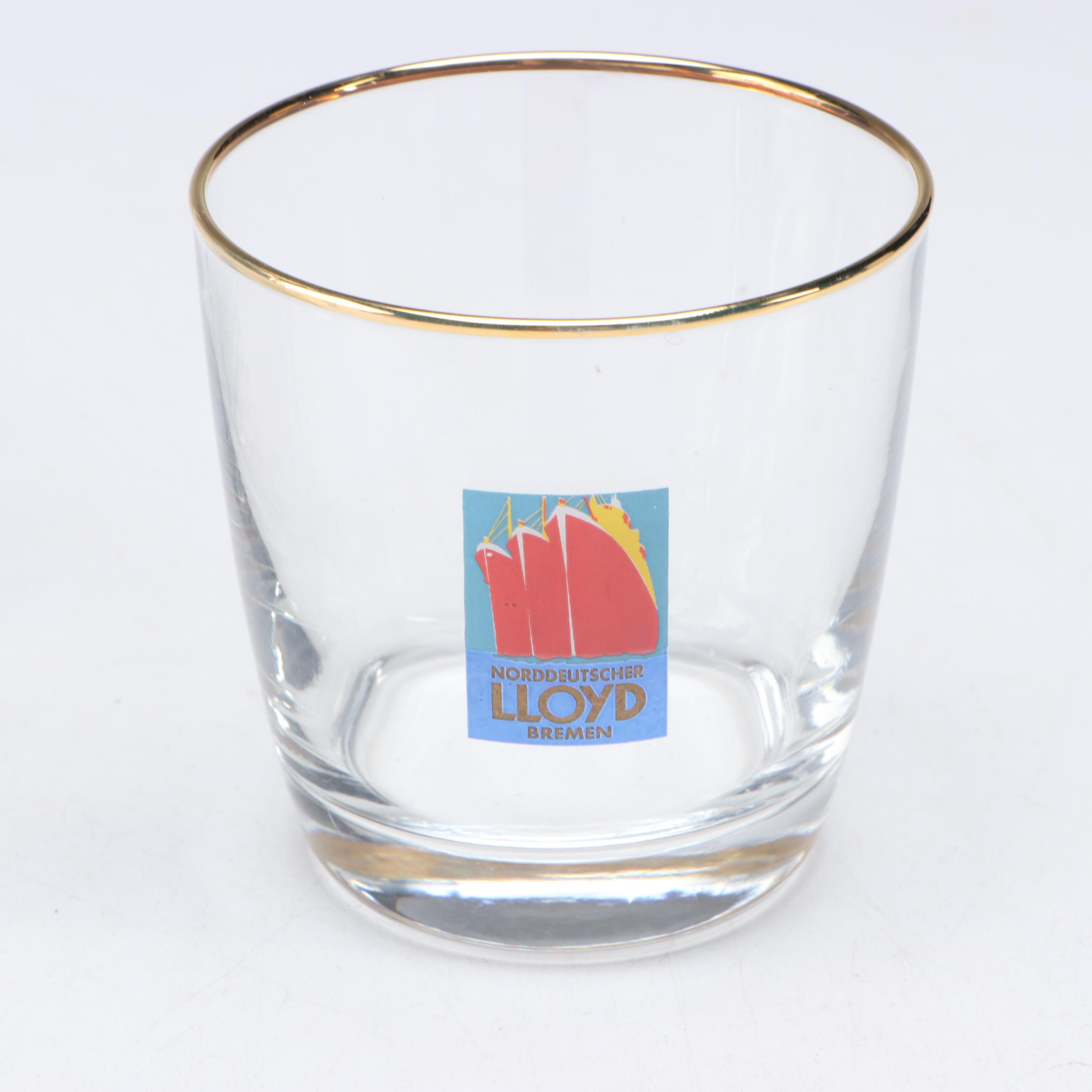 S.S. United States Decanter with Other Ocean Liner Old Fashioned Glasses