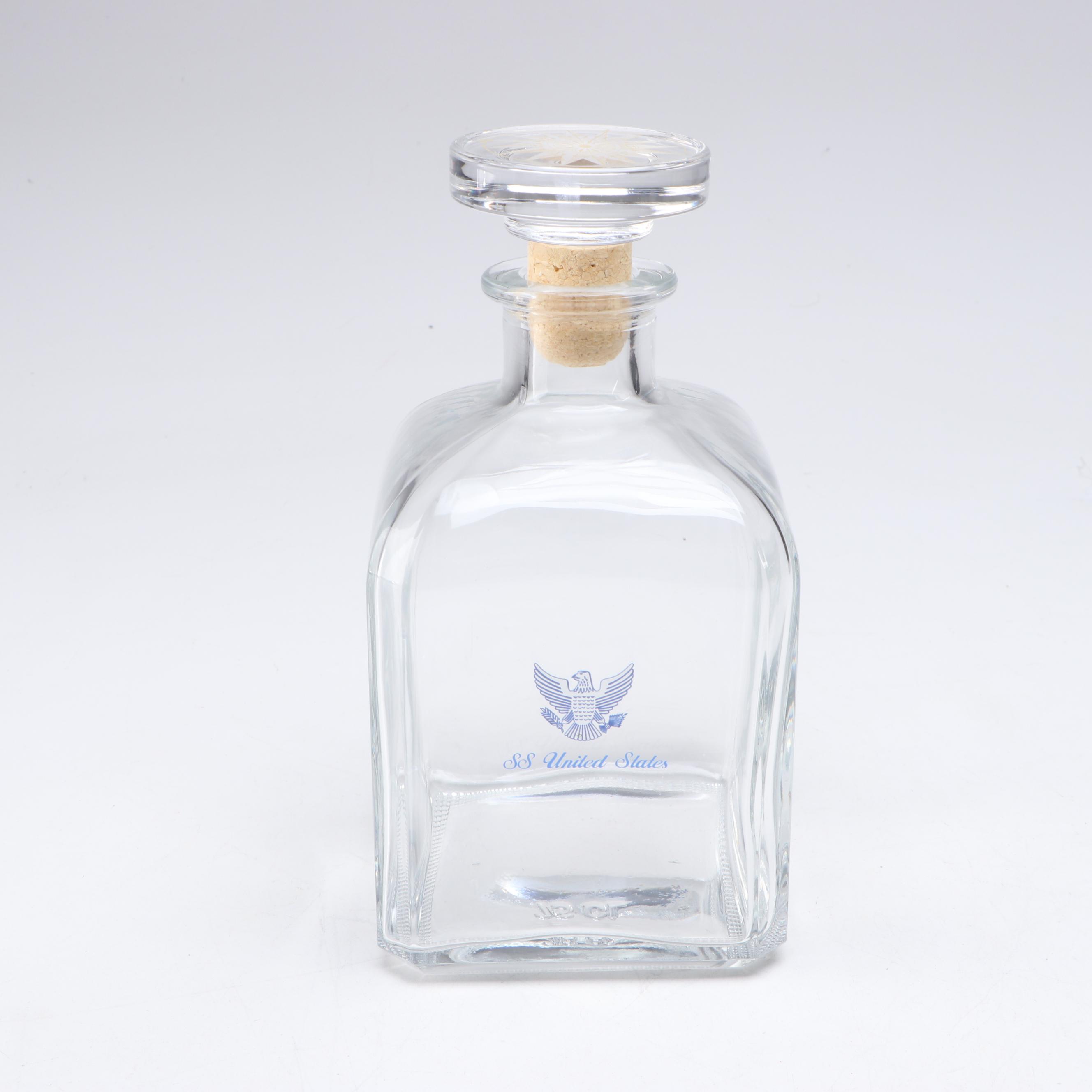 S.S. United States Decanter with Other Ocean Liner Old Fashioned Glasses