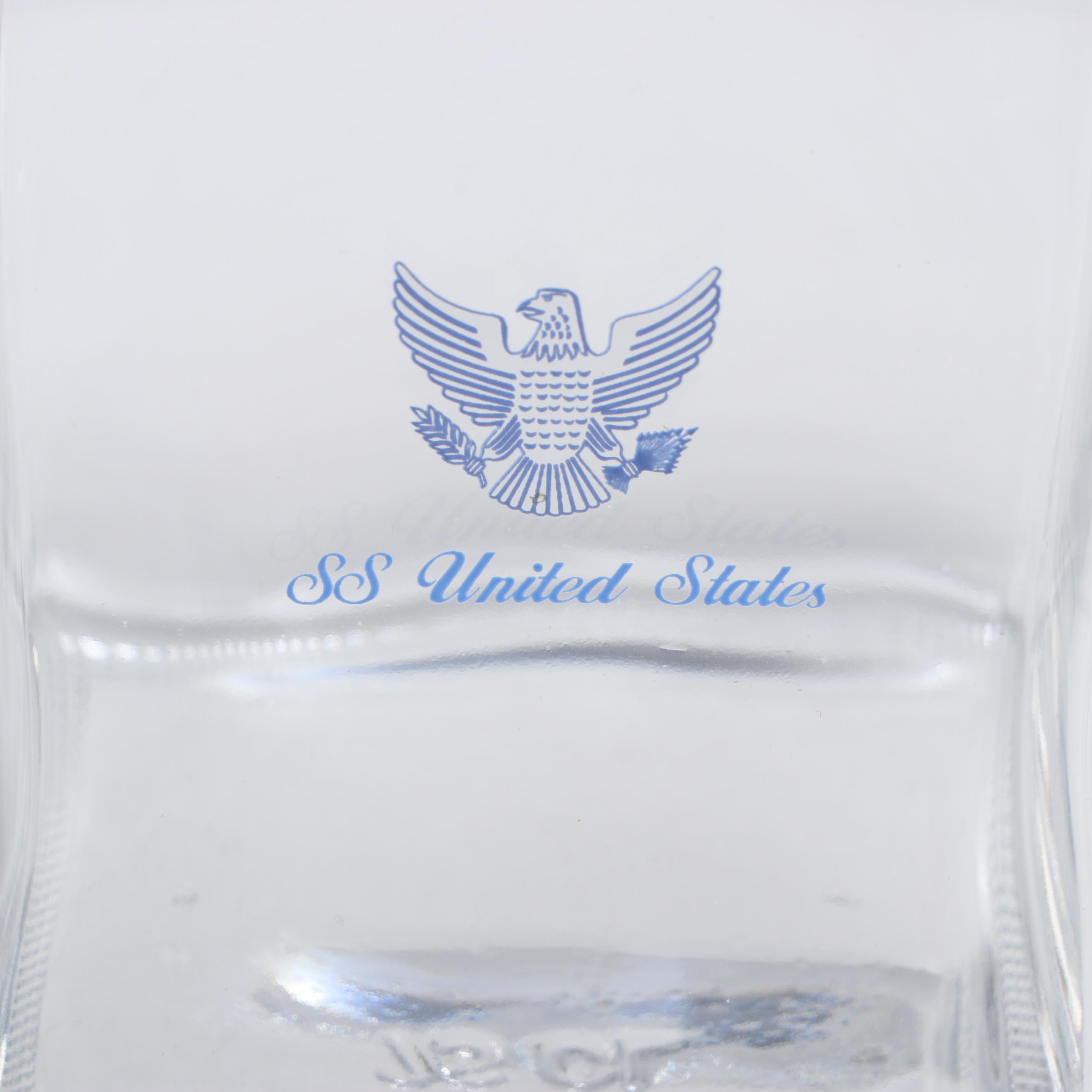 S.S. United States Decanter with Other Ocean Liner Old Fashioned Glasses