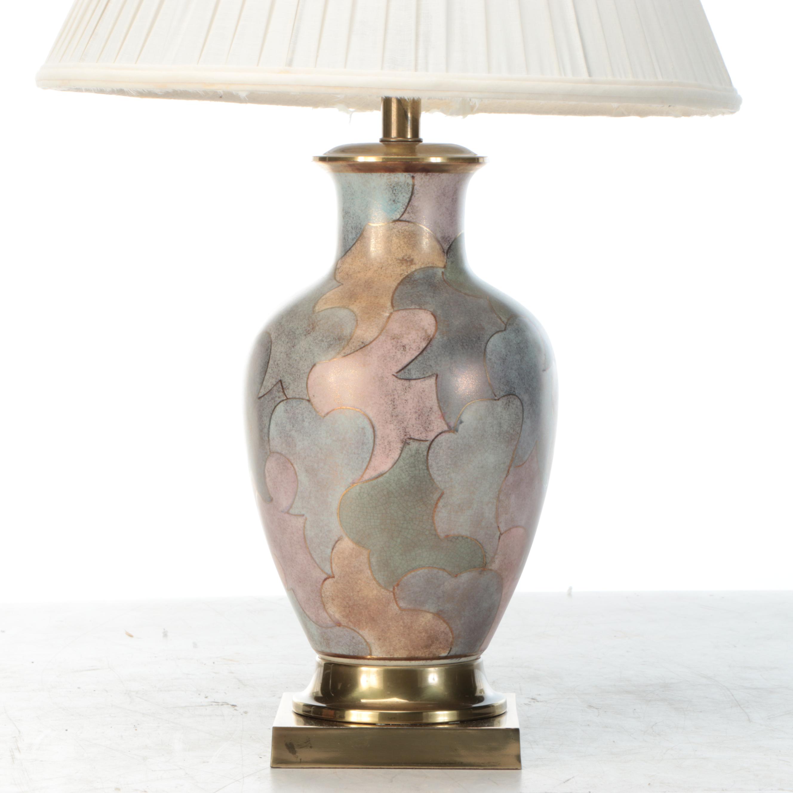 Frederick Cooper Multicolor Pastel Ceramic and Brass Table Lamp