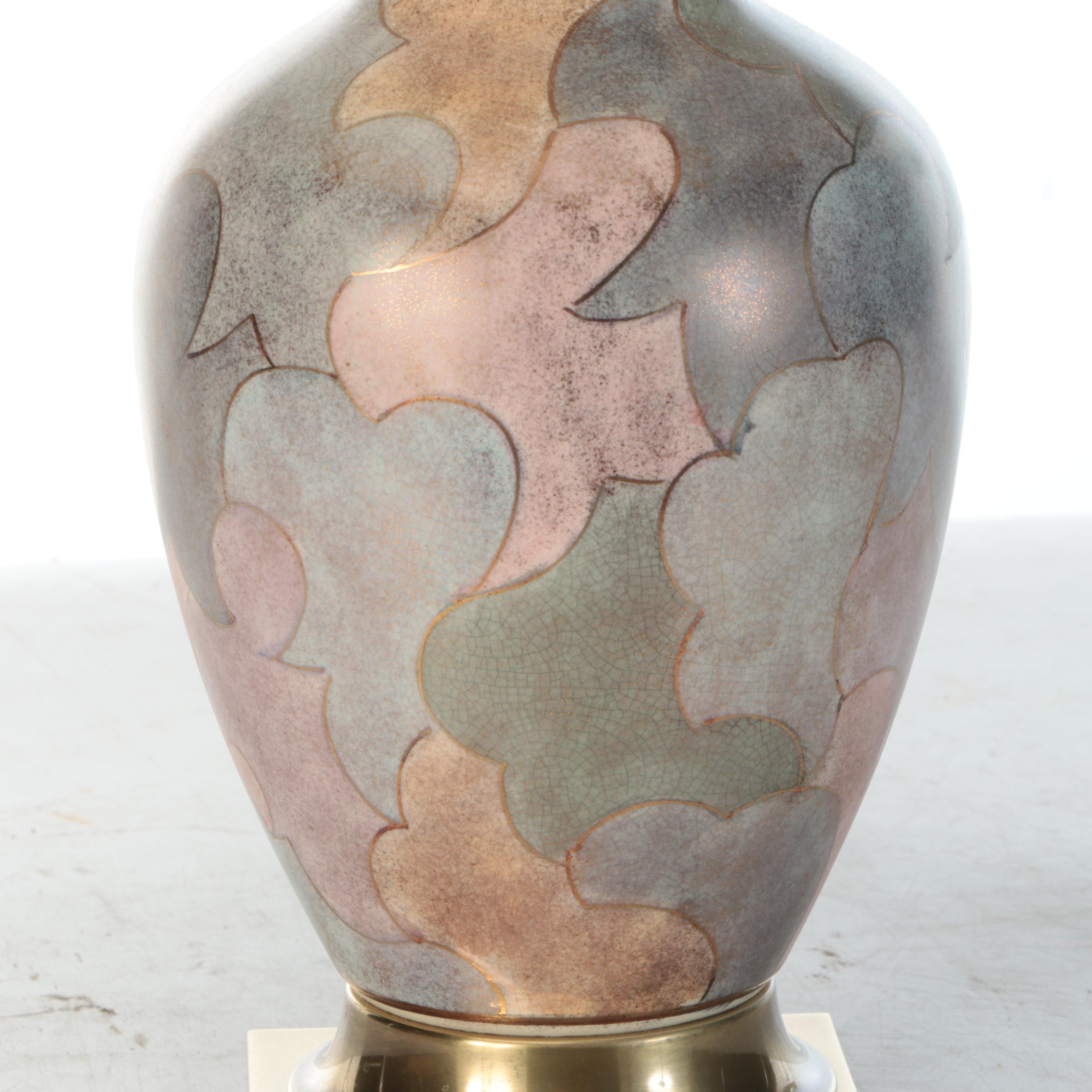 Frederick Cooper Multicolor Pastel Ceramic and Brass Table Lamp