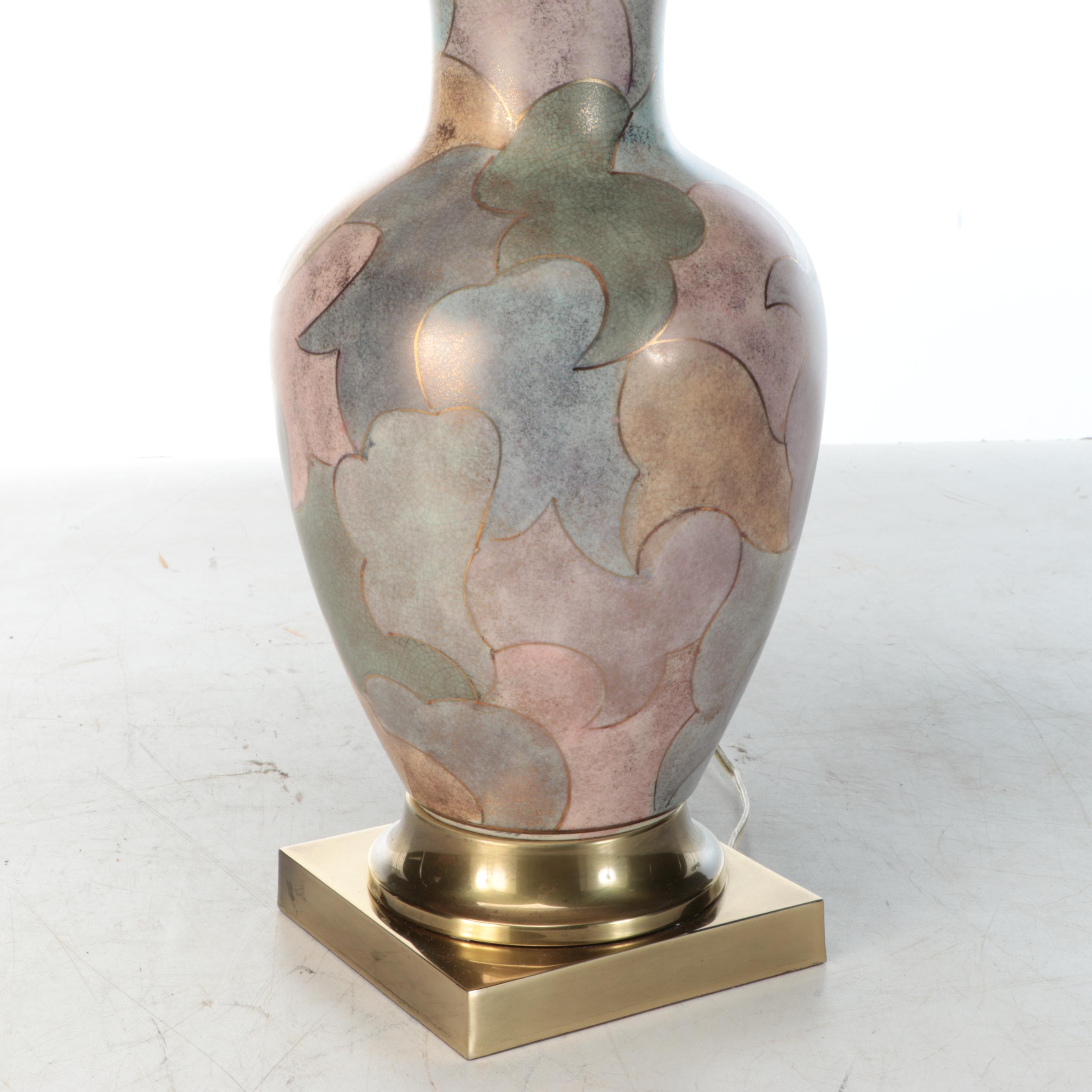 Frederick Cooper Multicolor Pastel Ceramic and Brass Table Lamp
