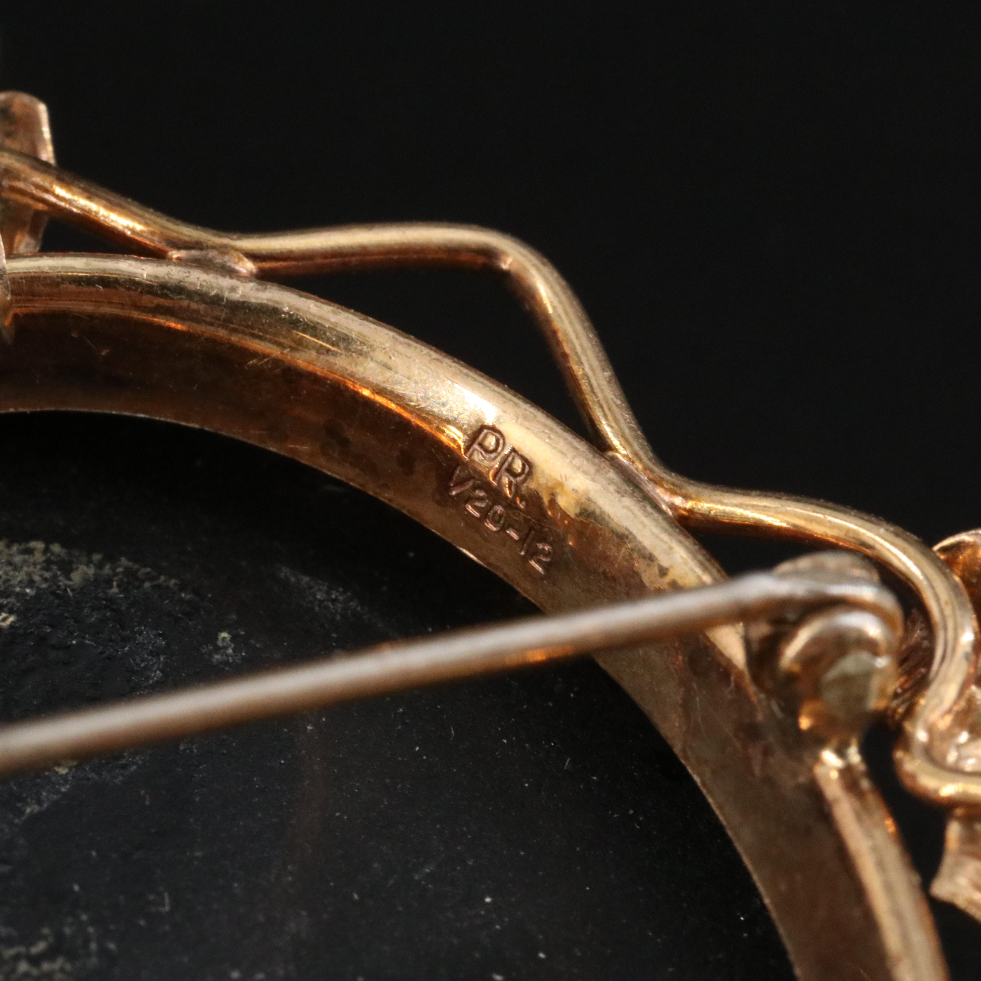 Gold-Filled Glass Cameo Converter Brooch with Shell Cameo Earrings