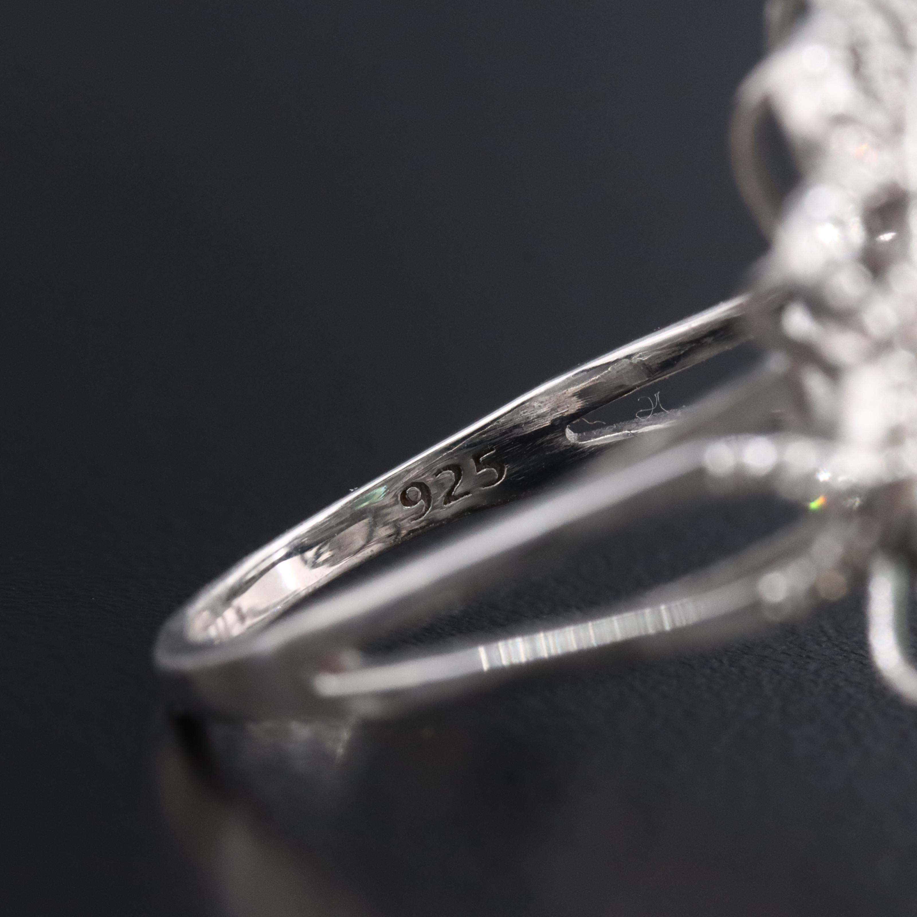 Sterling Ring with Emerald, Diamonds and Enamel