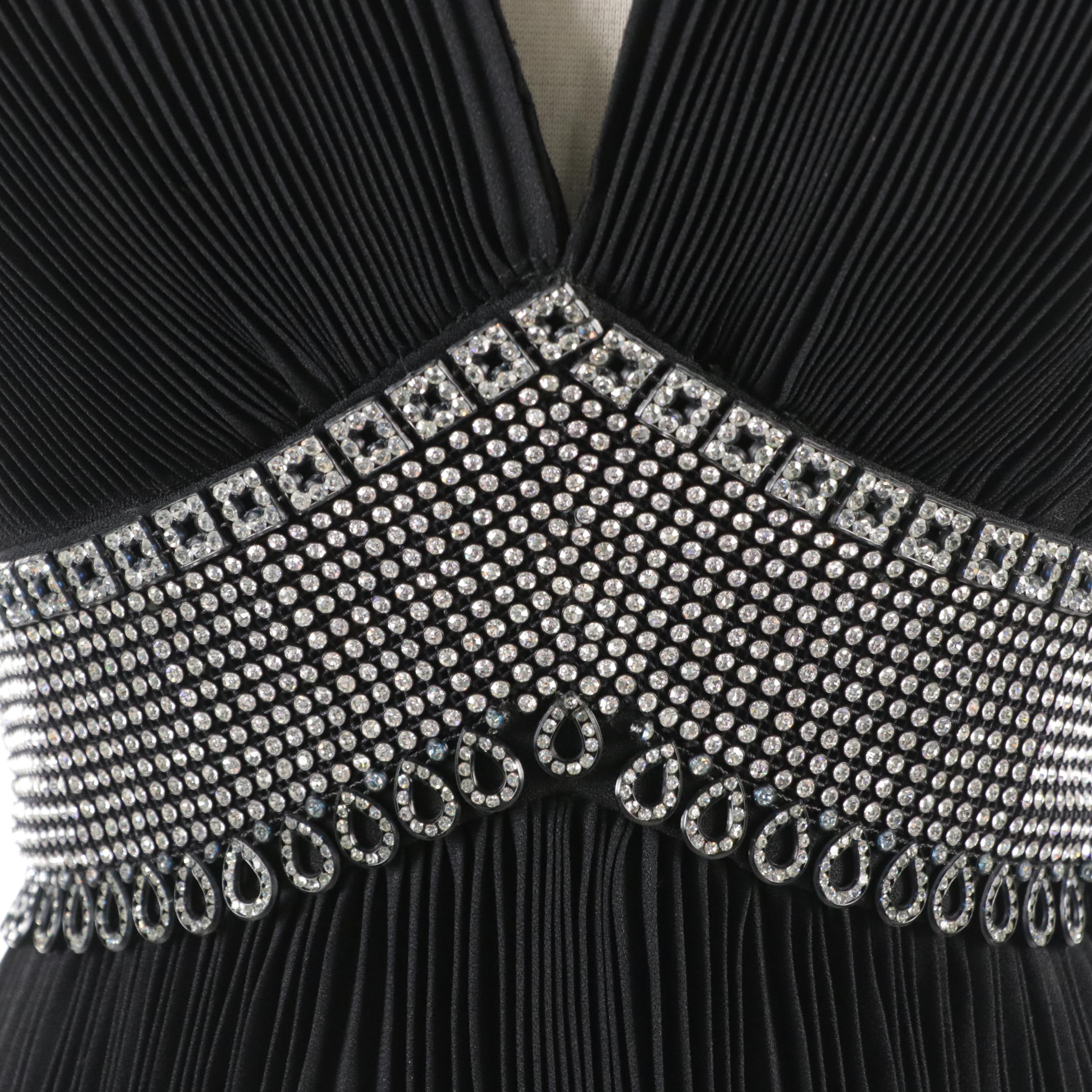 Pearl Kirsten Crystal Rhinestone Embellished Plissé Pleated Sleeveless Dress
