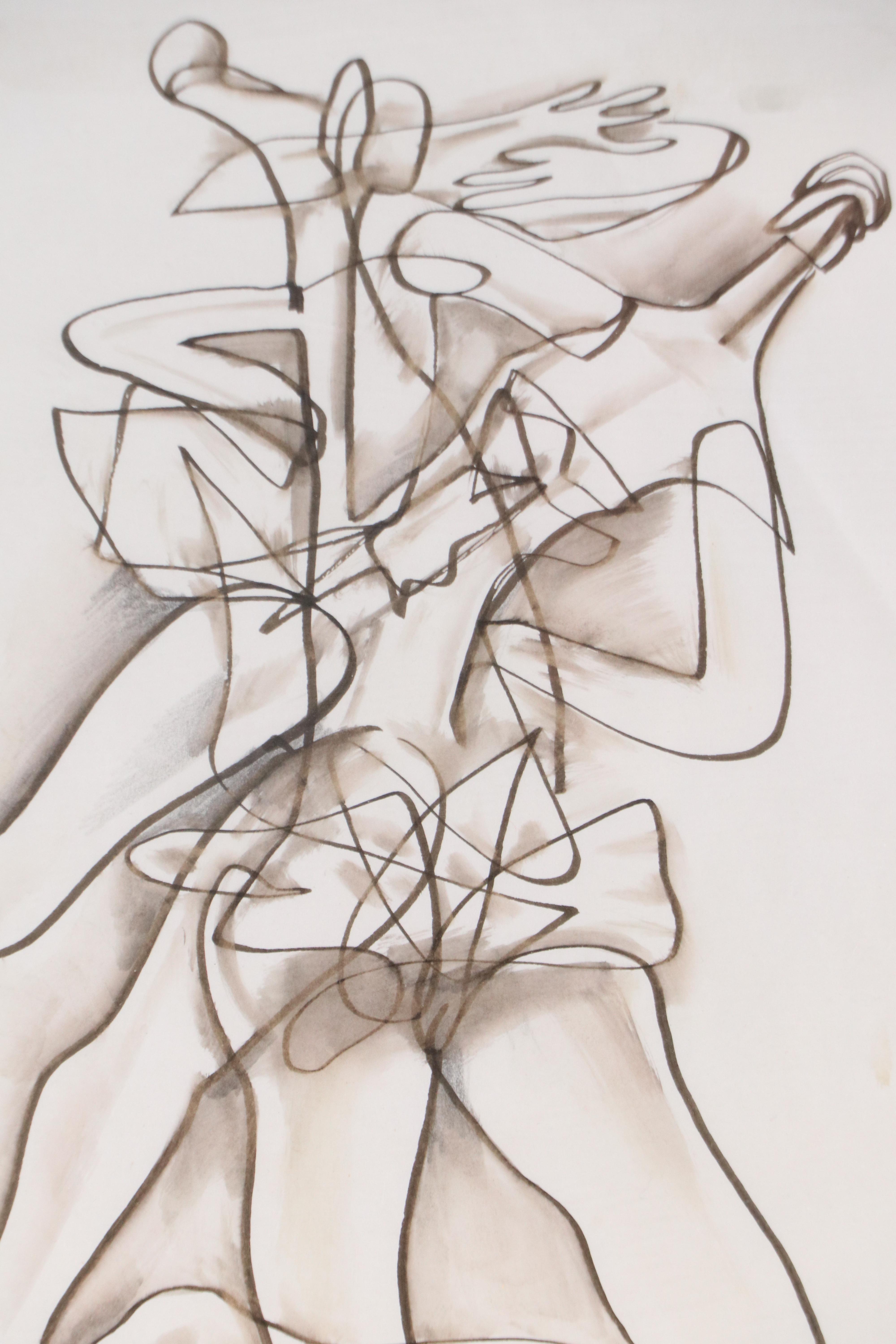 Georges Bahgoury Abstract Surrealist Ink Figure Drawing