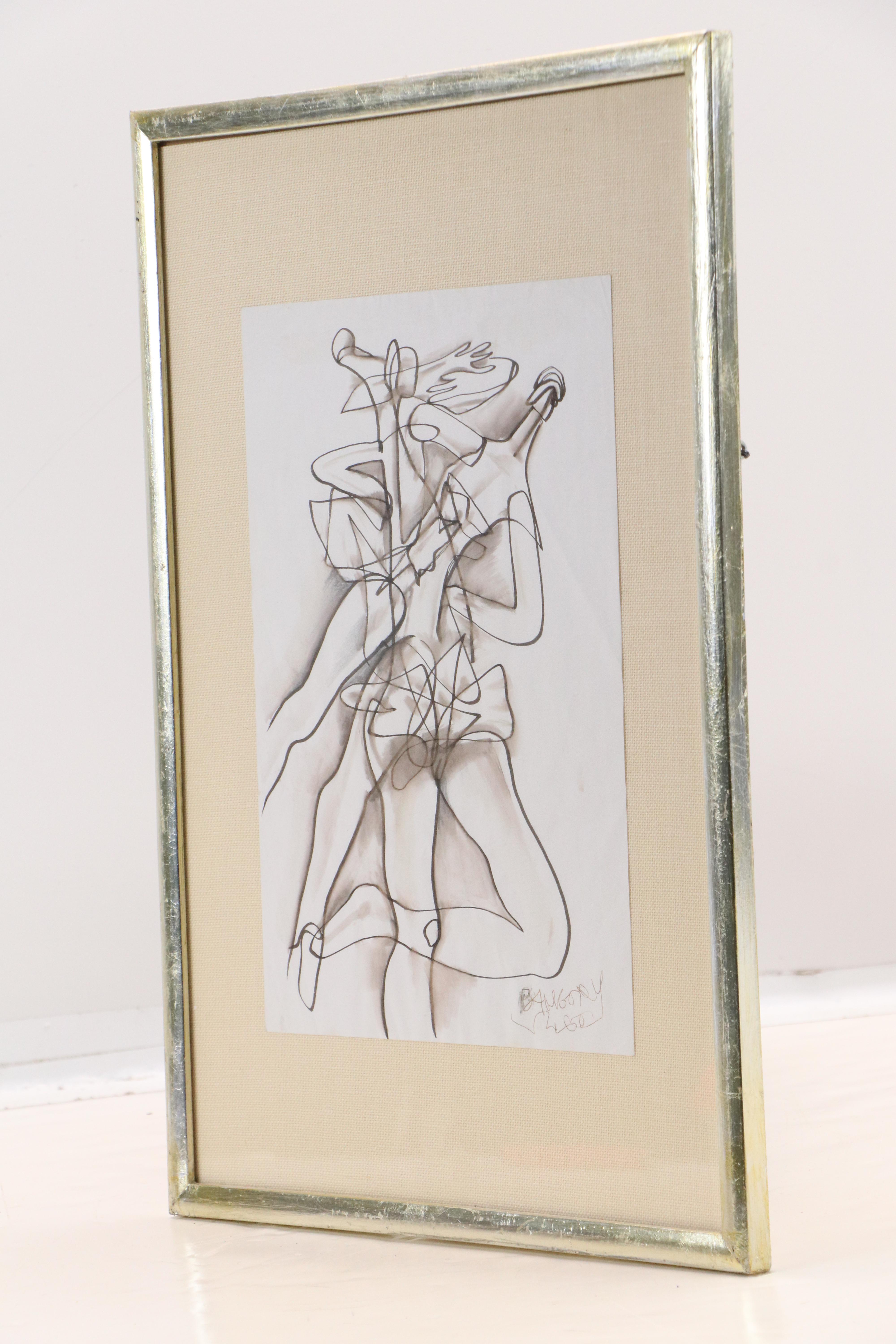 Georges Bahgoury Abstract Surrealist Ink Figure Drawing