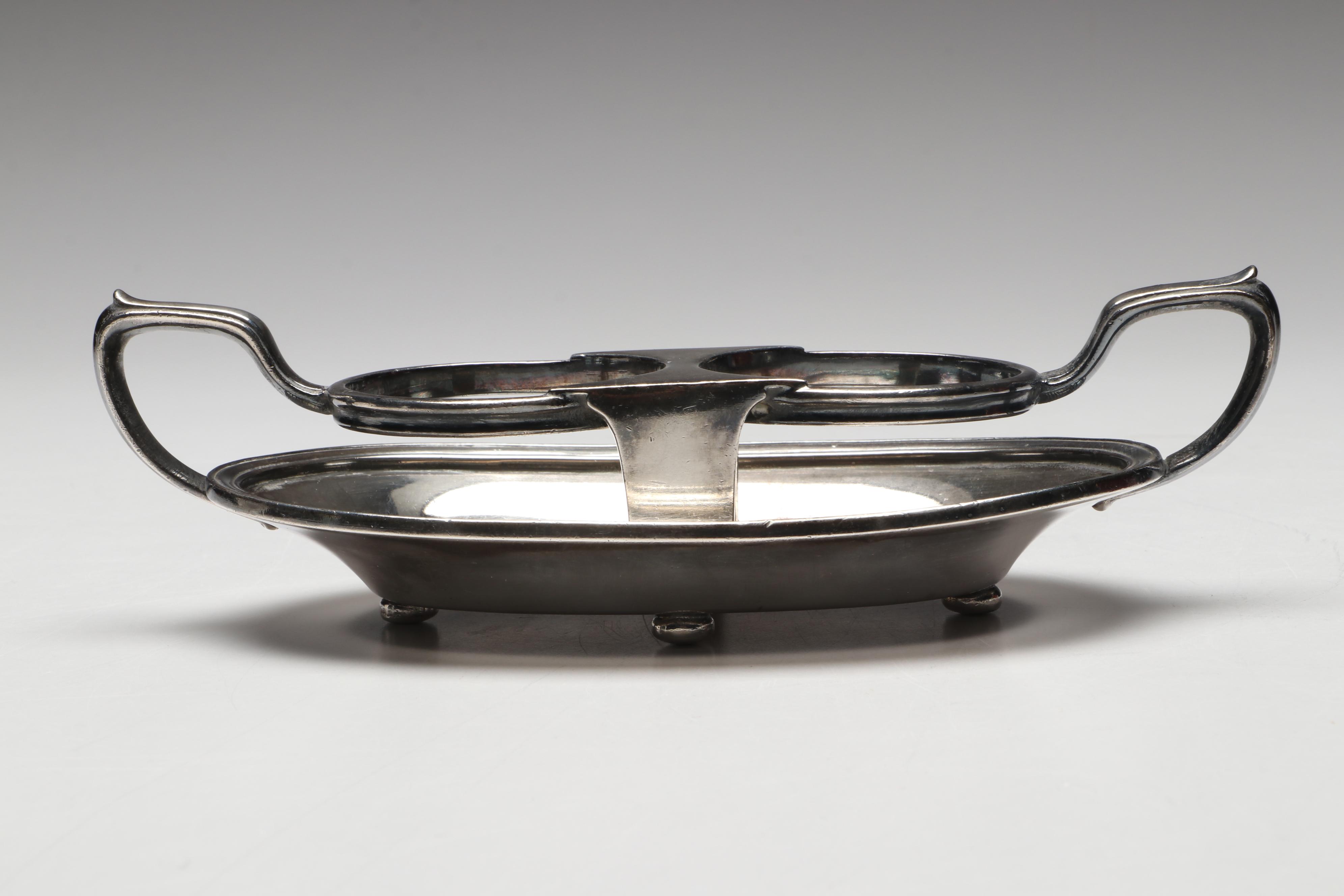 American Export Line Souvenir Plates with Reed & Barton Condiment Caddy