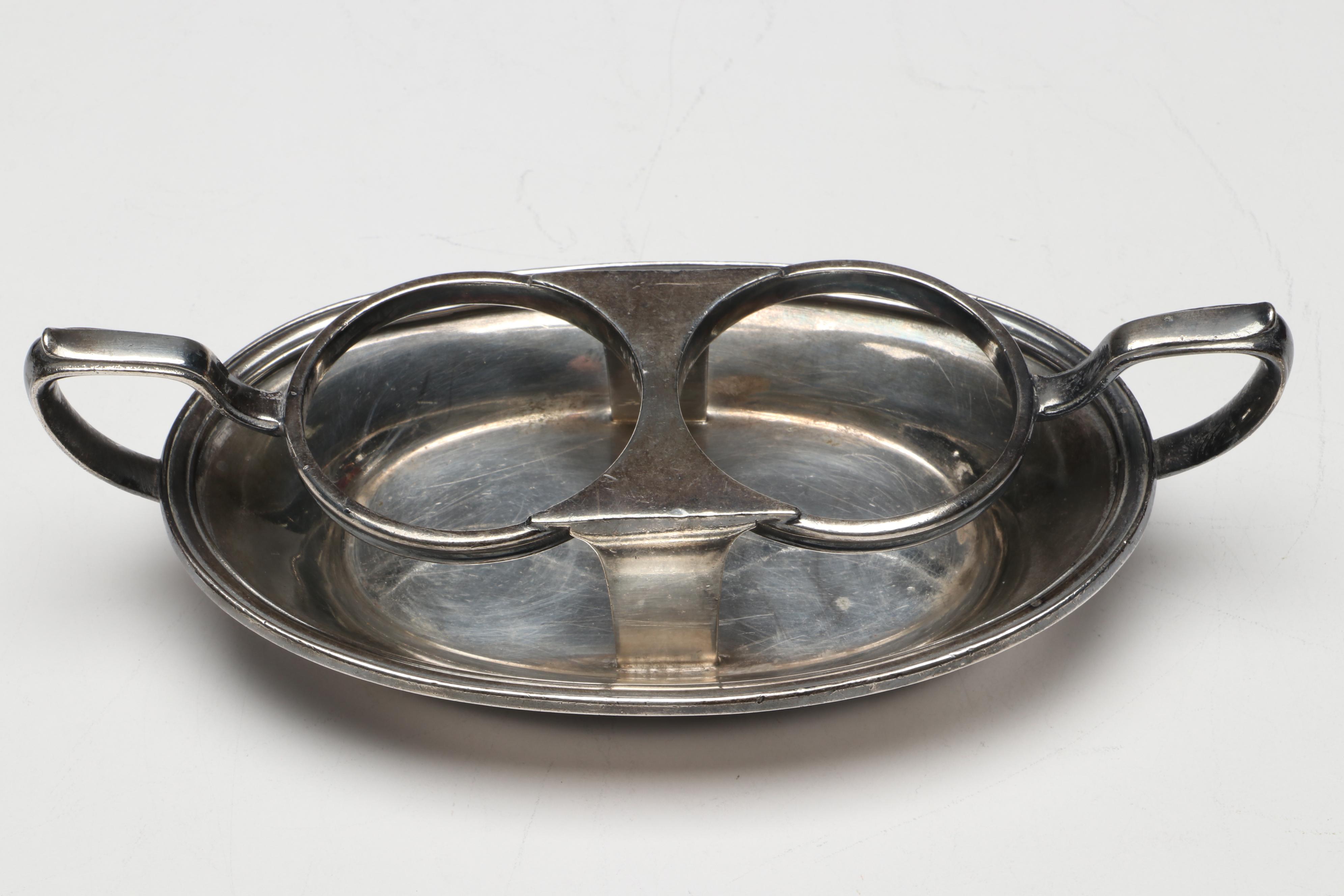 American Export Line Souvenir Plates with Reed & Barton Condiment Caddy