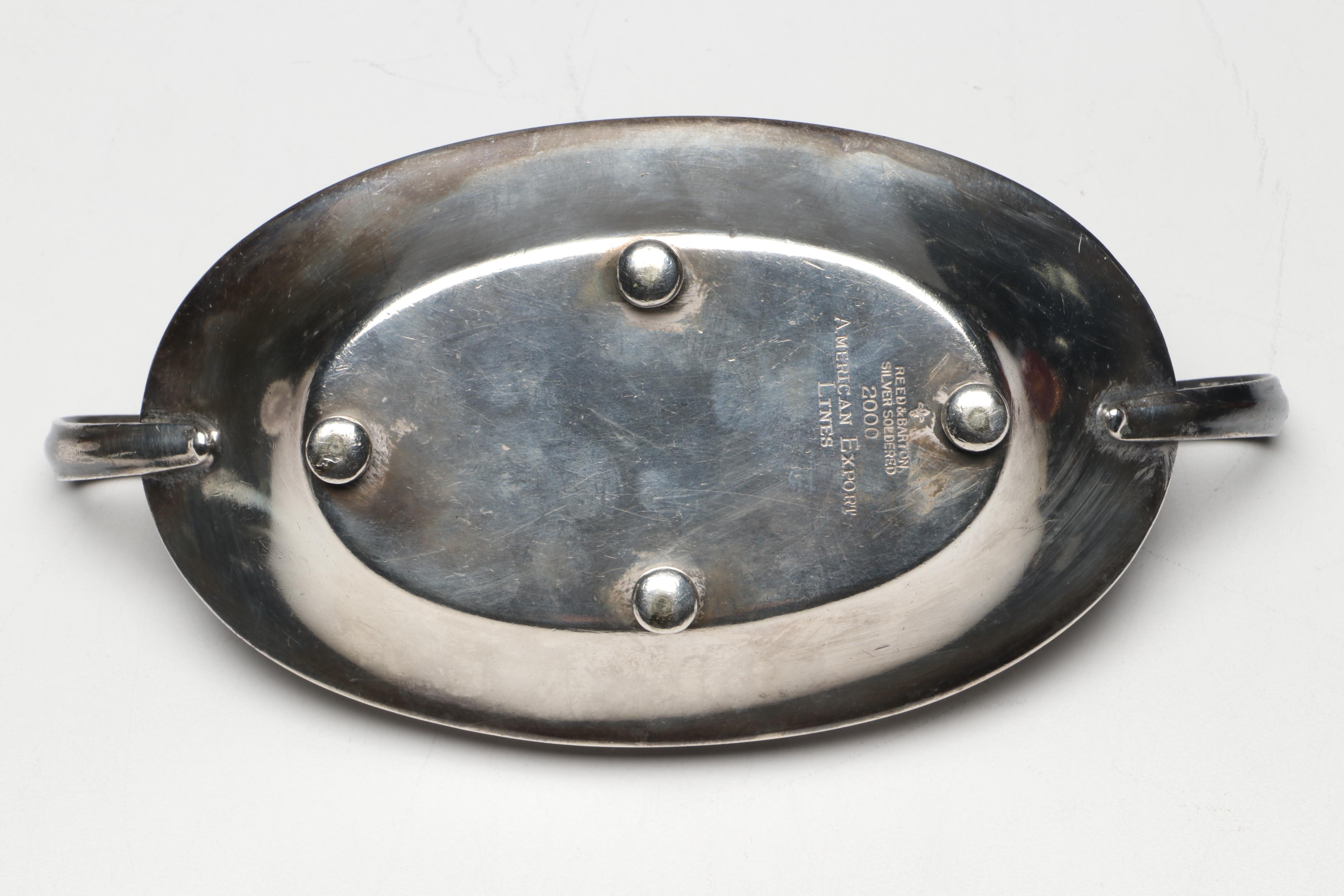 American Export Line Souvenir Plates with Reed & Barton Condiment Caddy