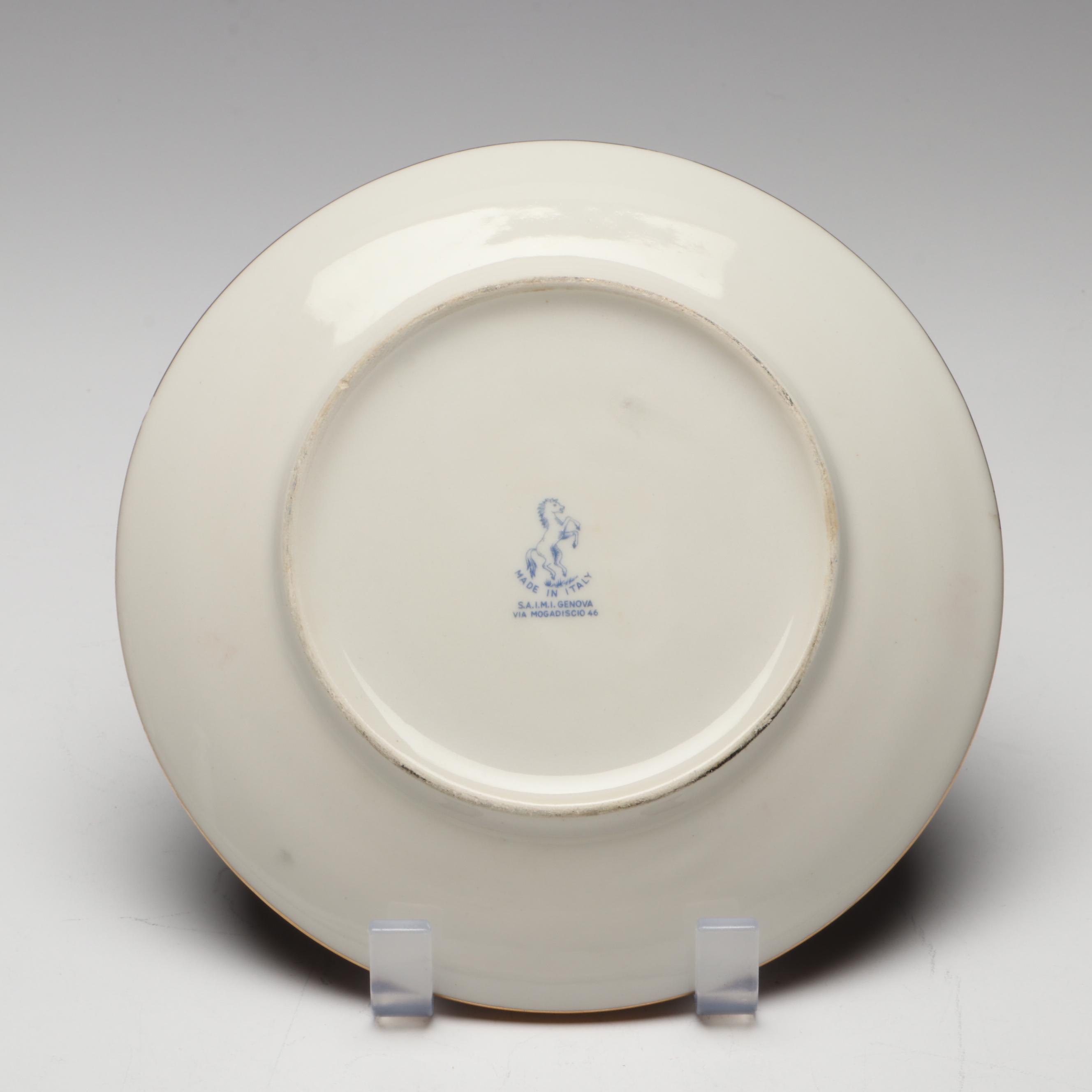 American Export Line Souvenir Plates with Reed & Barton Condiment Caddy