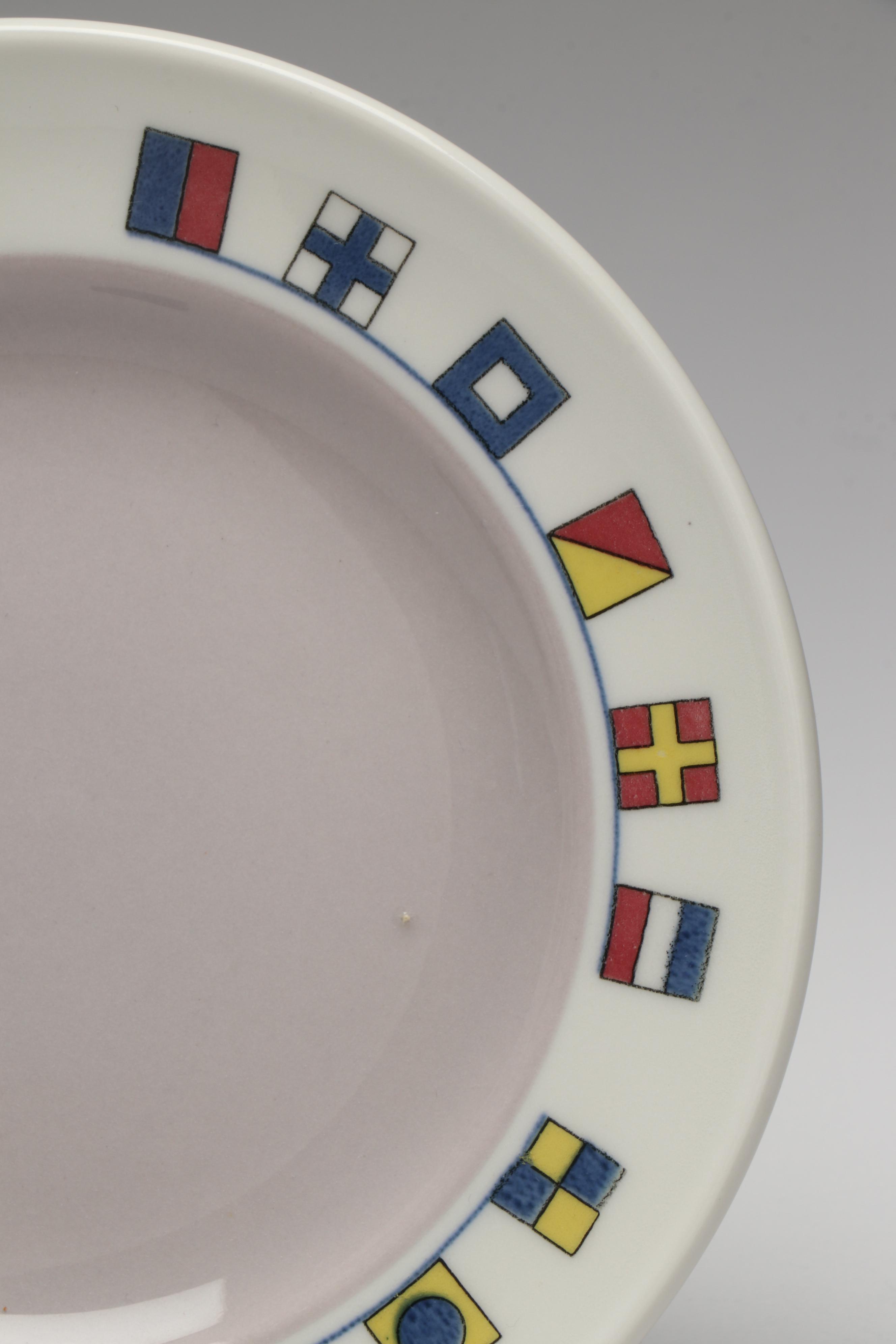 American Export Line Souvenir Plates with Reed & Barton Condiment Caddy