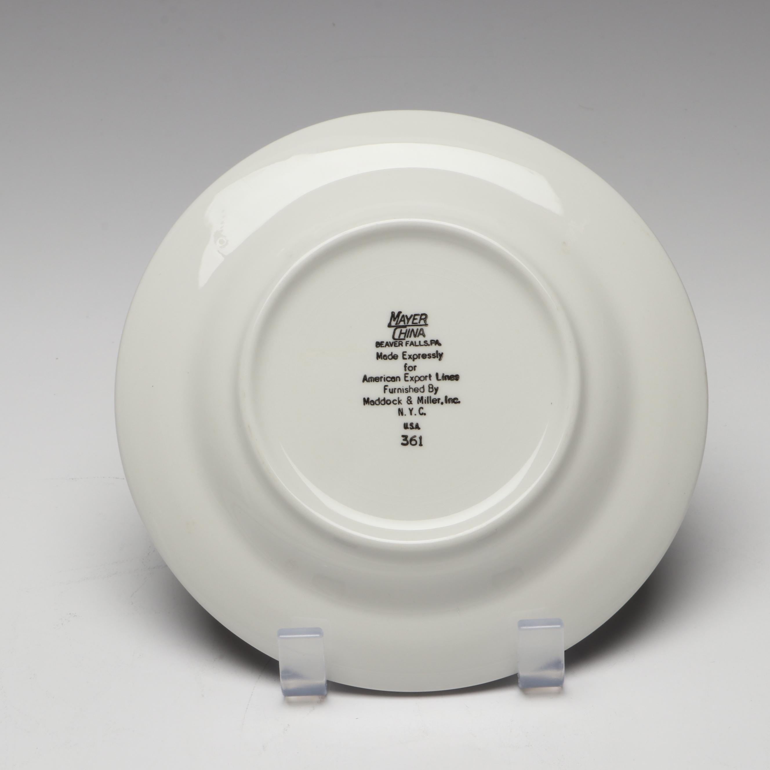 American Export Line Souvenir Plates with Reed & Barton Condiment Caddy