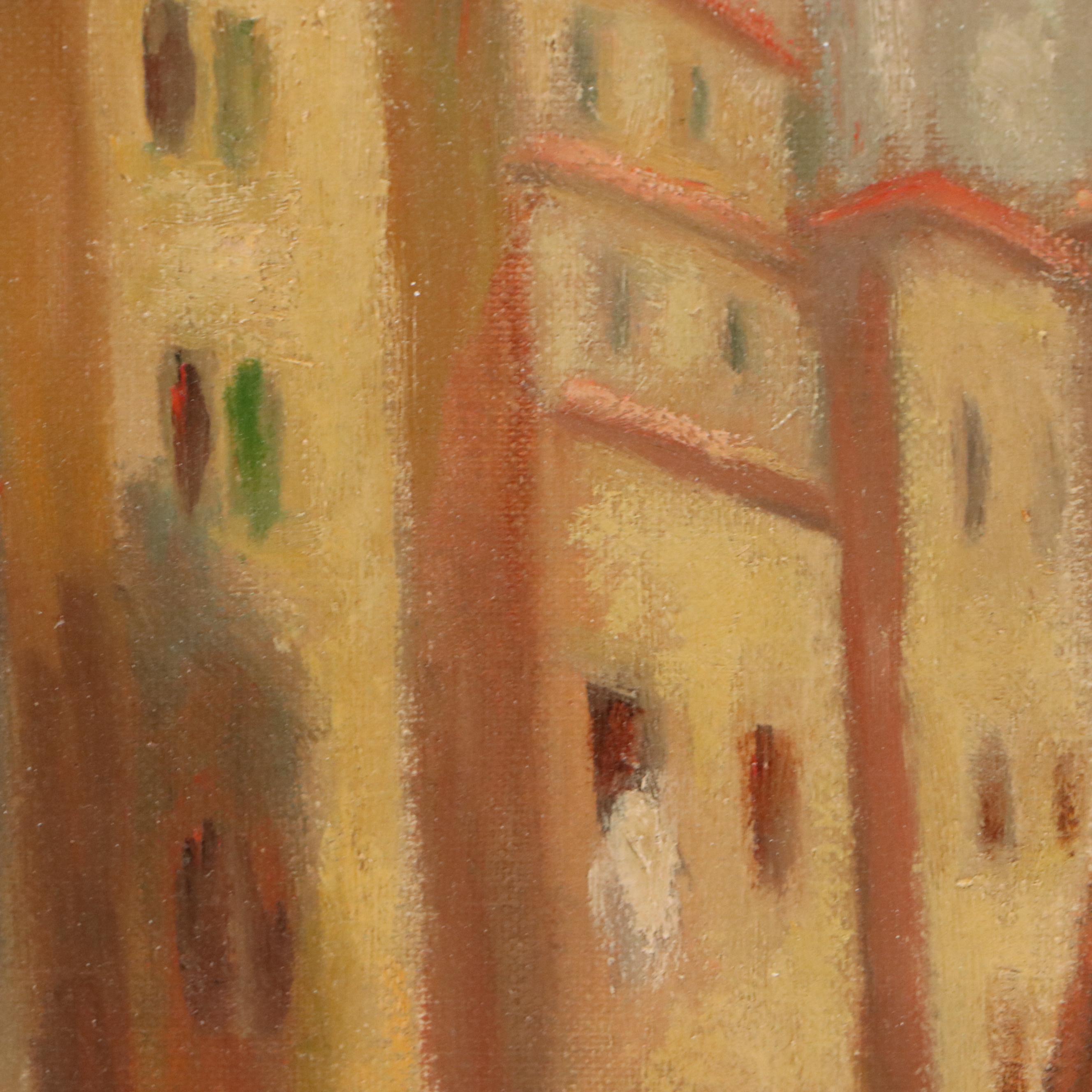 A.D. Harmon Oil Painting of Street Scene in Fes, Morocco