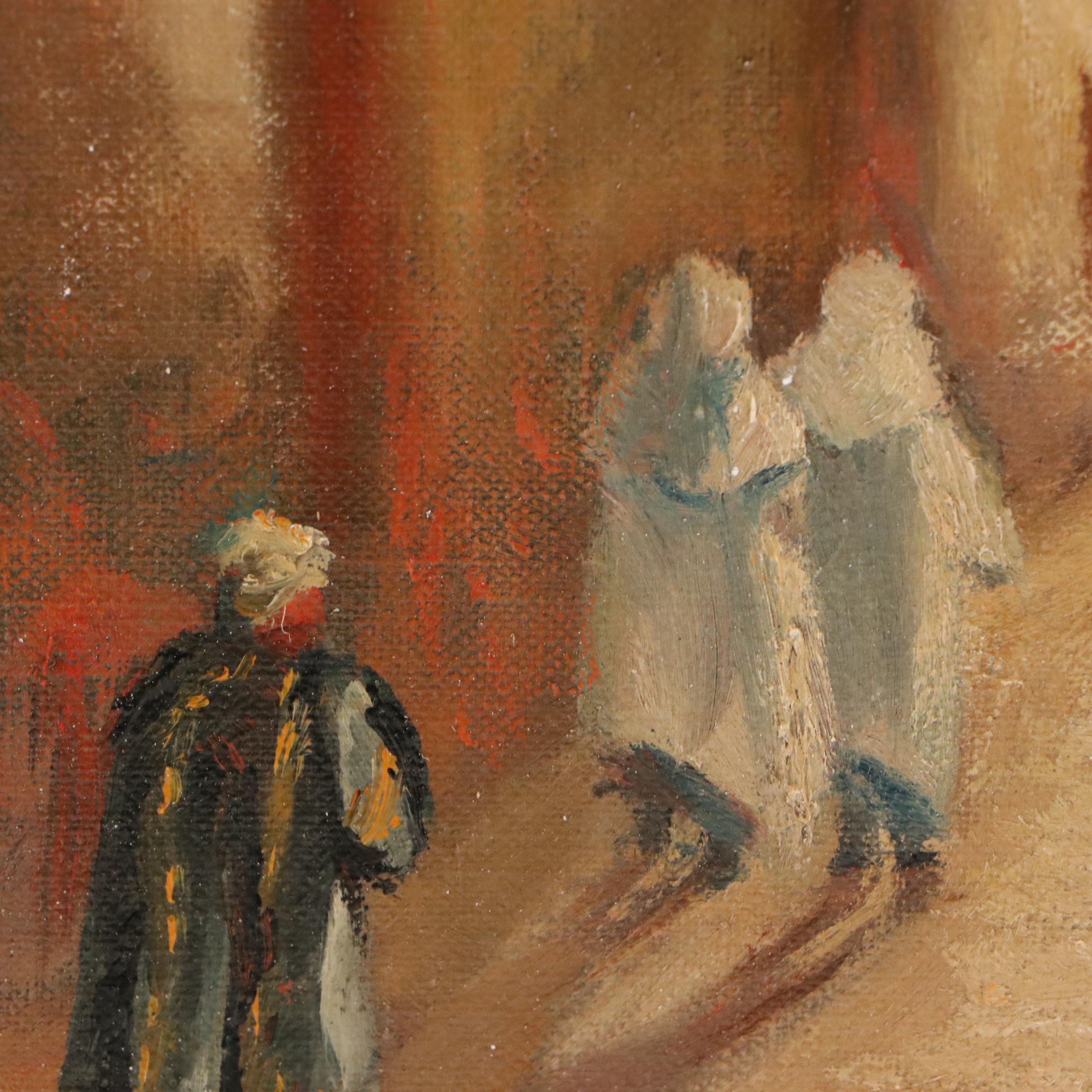 A.D. Harmon Oil Painting of Street Scene in Fes, Morocco