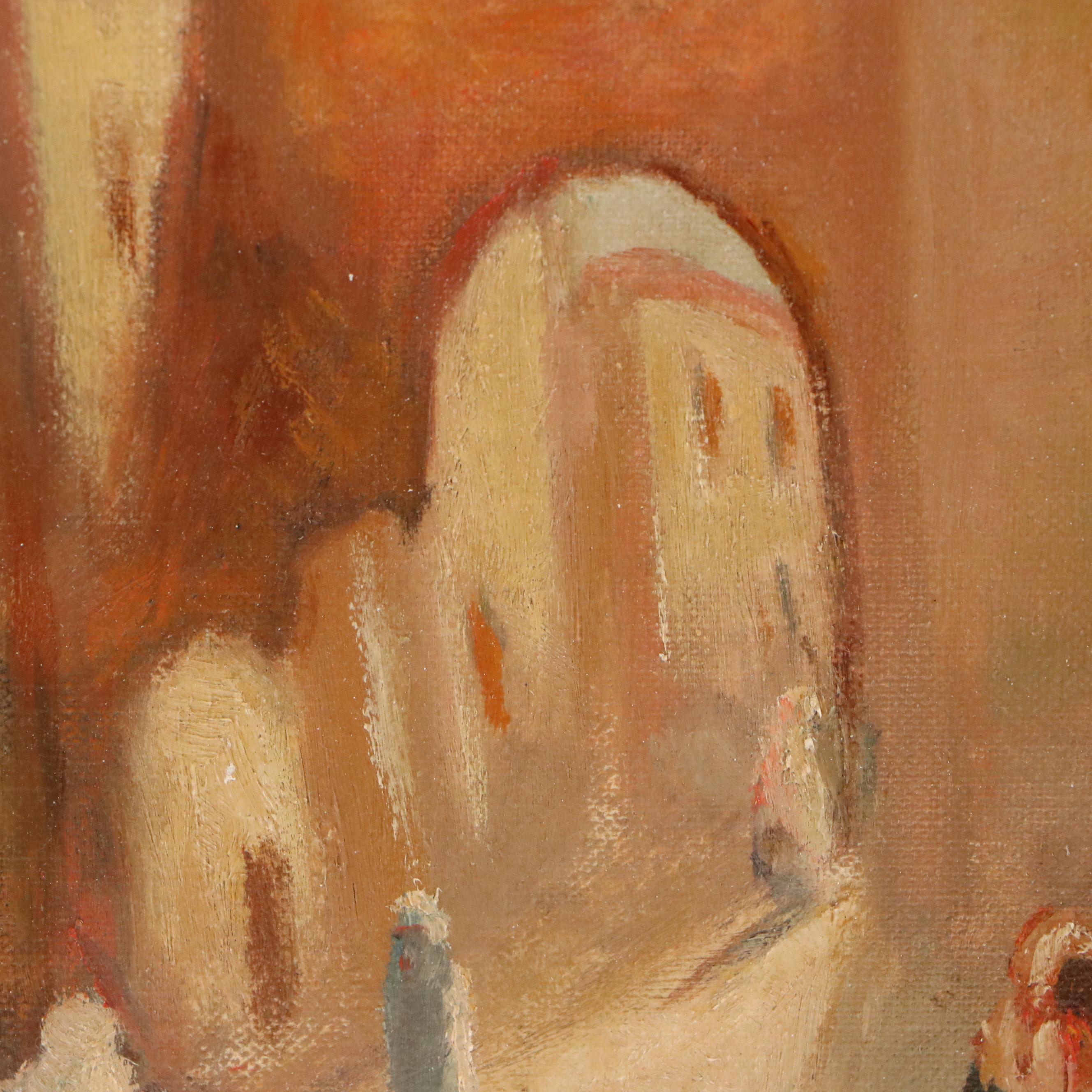 A.D. Harmon Oil Painting of Street Scene in Fes, Morocco